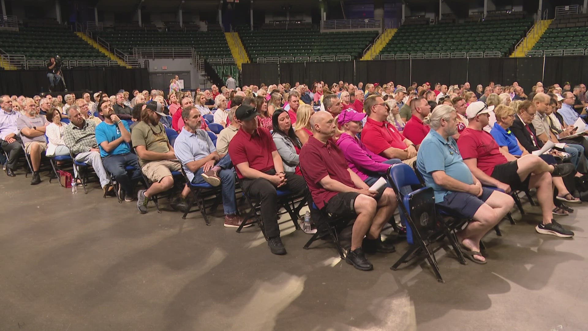 Large crowd gathers and responds to massive St. Charles housing development proposal. The location for the proposal is in a rural part of the county.