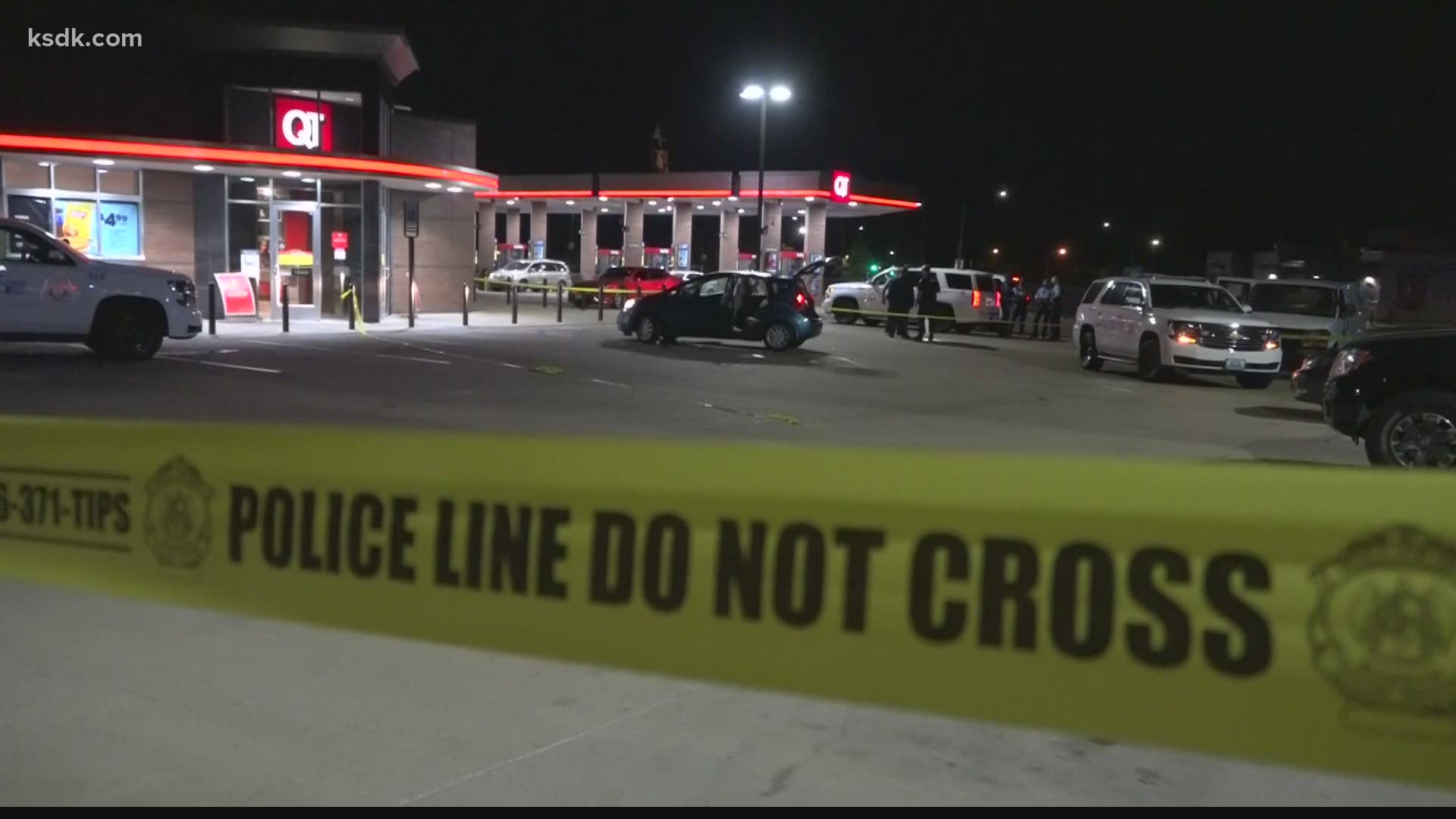 Police found a man shot to death in the middle of Gravois in south city early Monday. They said the it's related to another victim who was shot outside a QuikTrip.