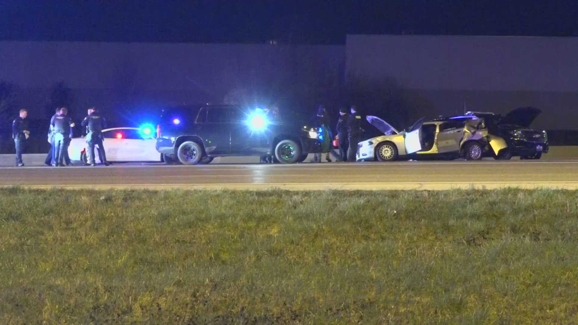 Three Lake St. Louis officers were seriously injured, and two St. Charles County deputies were moderately injured. They were investigating a prior police chase.
