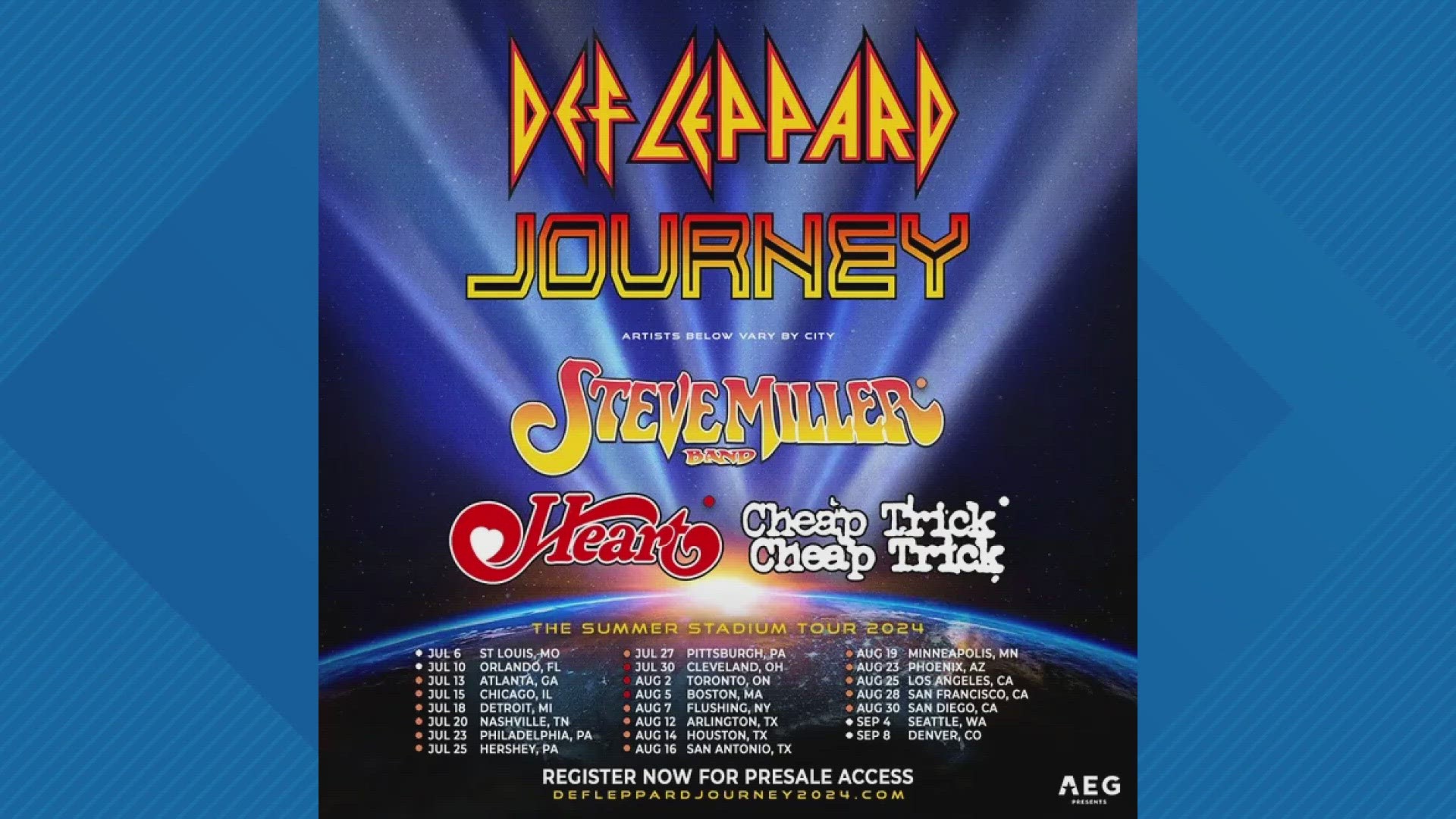 Def Leppard and Journey will be starting their 23-city stadium tour on July 6 at Busch Stadium. Those two legendary acts will be joined by Cheap Trick at the St. Lou