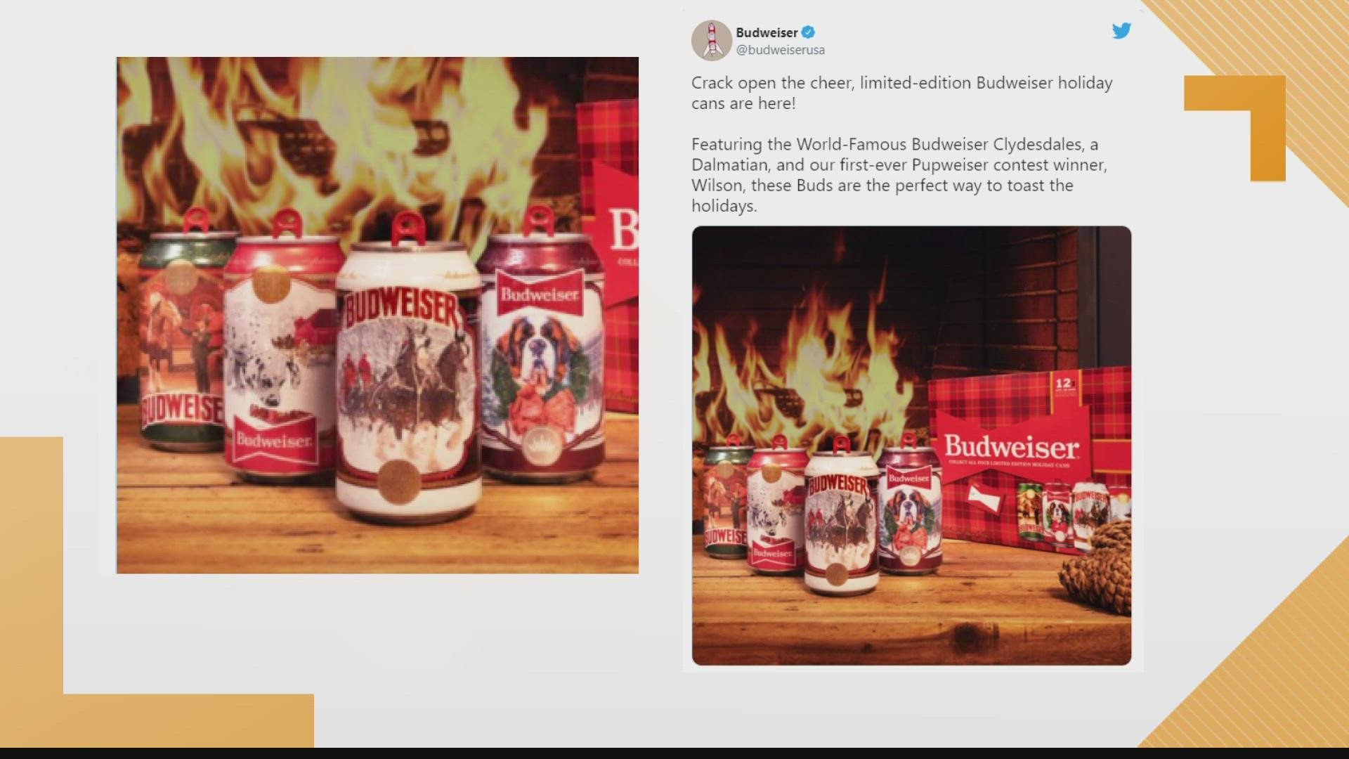 Budweiser has unveiled its limited-edition holiday beer cans for 2021. The beer cans feature plaid designs, winter landscapes and Budweiser Clydesdales.