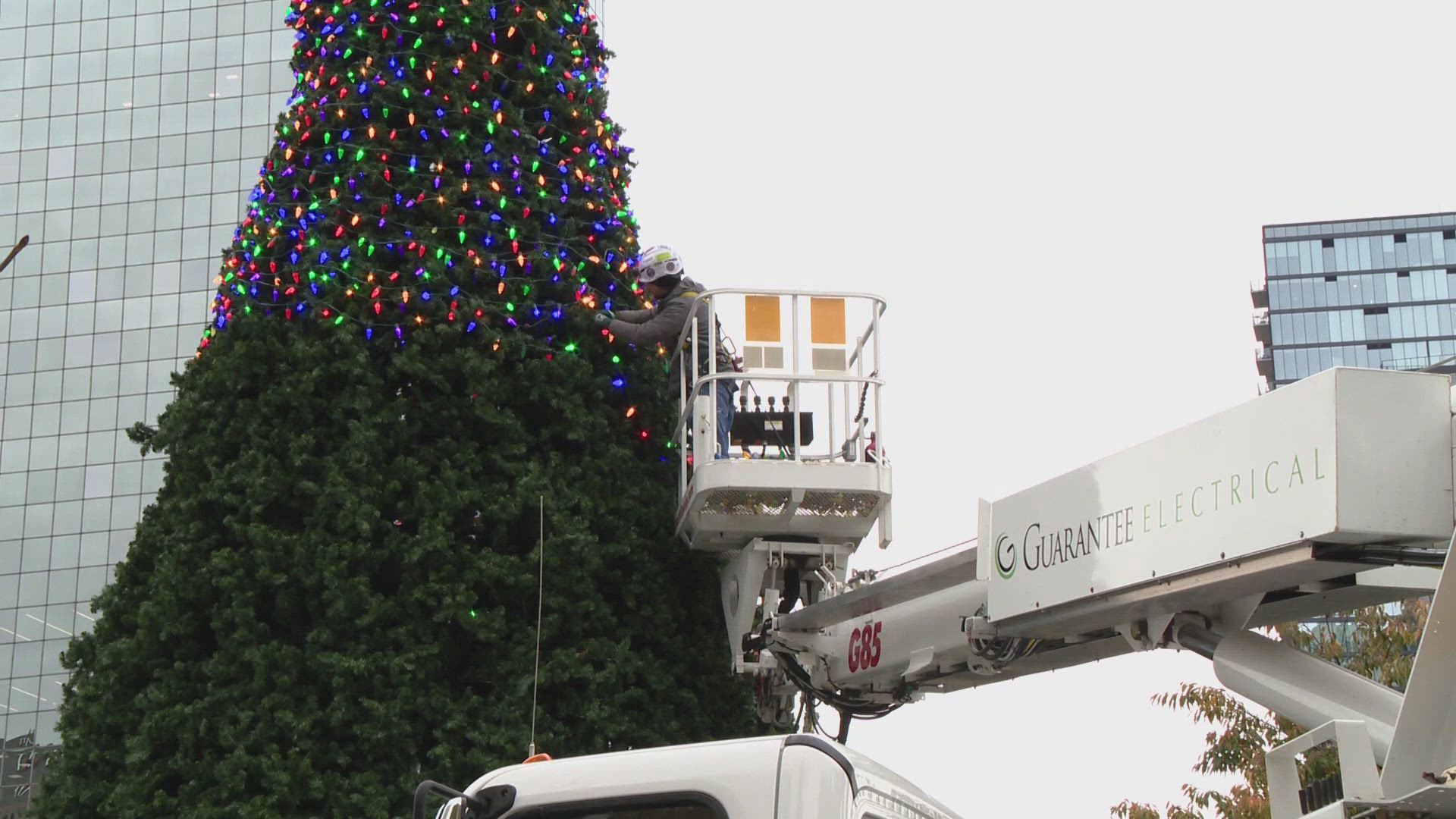 Downtown St. Louis is starting to get dressed for the holidays. The Salvation Army's Tree of Lights is going up in Kiener Plaza.