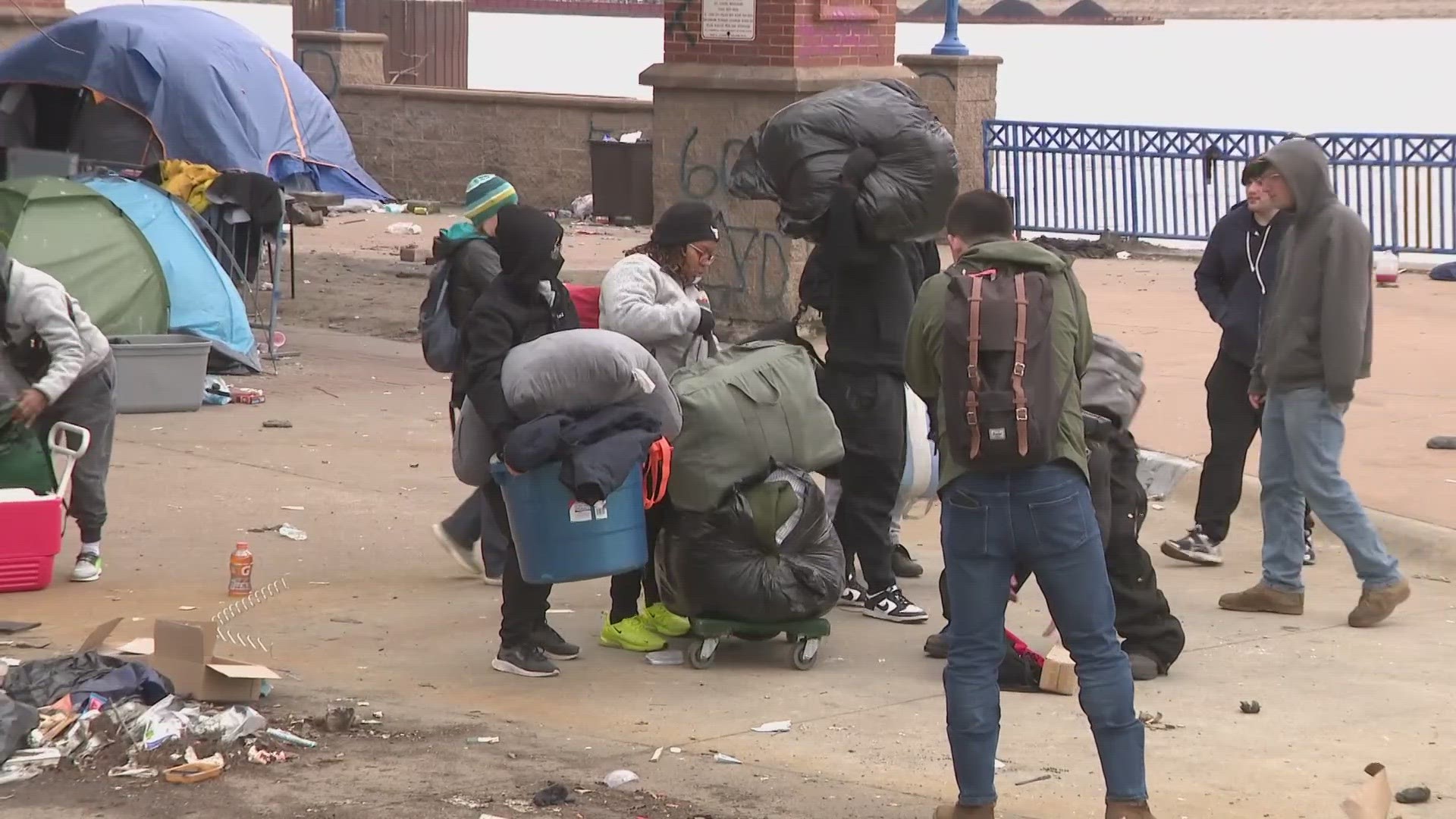 St. Louis moved forward with shutting down a homeless encampment near Laclede's Landing on Friday. Some accepted the city's offer of housing and resources.