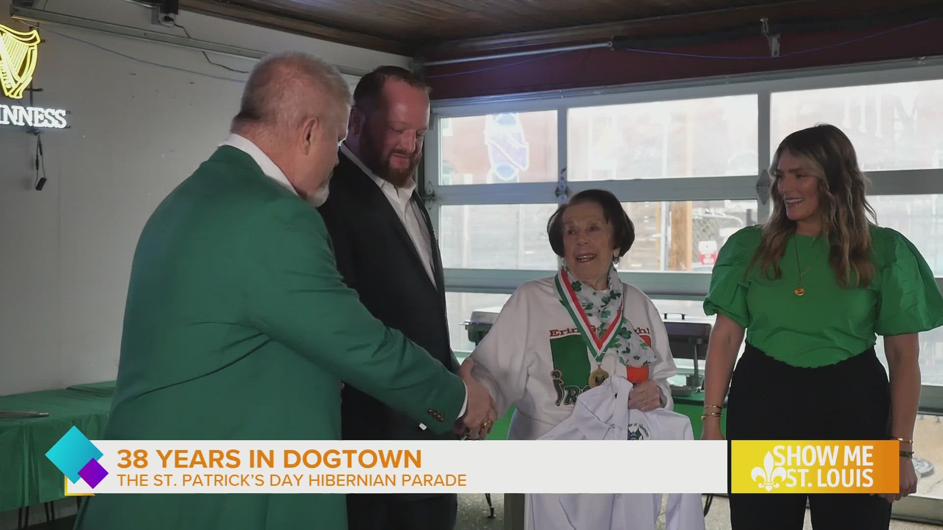"It is an honor, because I love my neighborhood. I love the Irish and I love the parade," says Julie Columbo the 100-year-old Grand Marshal of the  Dogtown Parade.