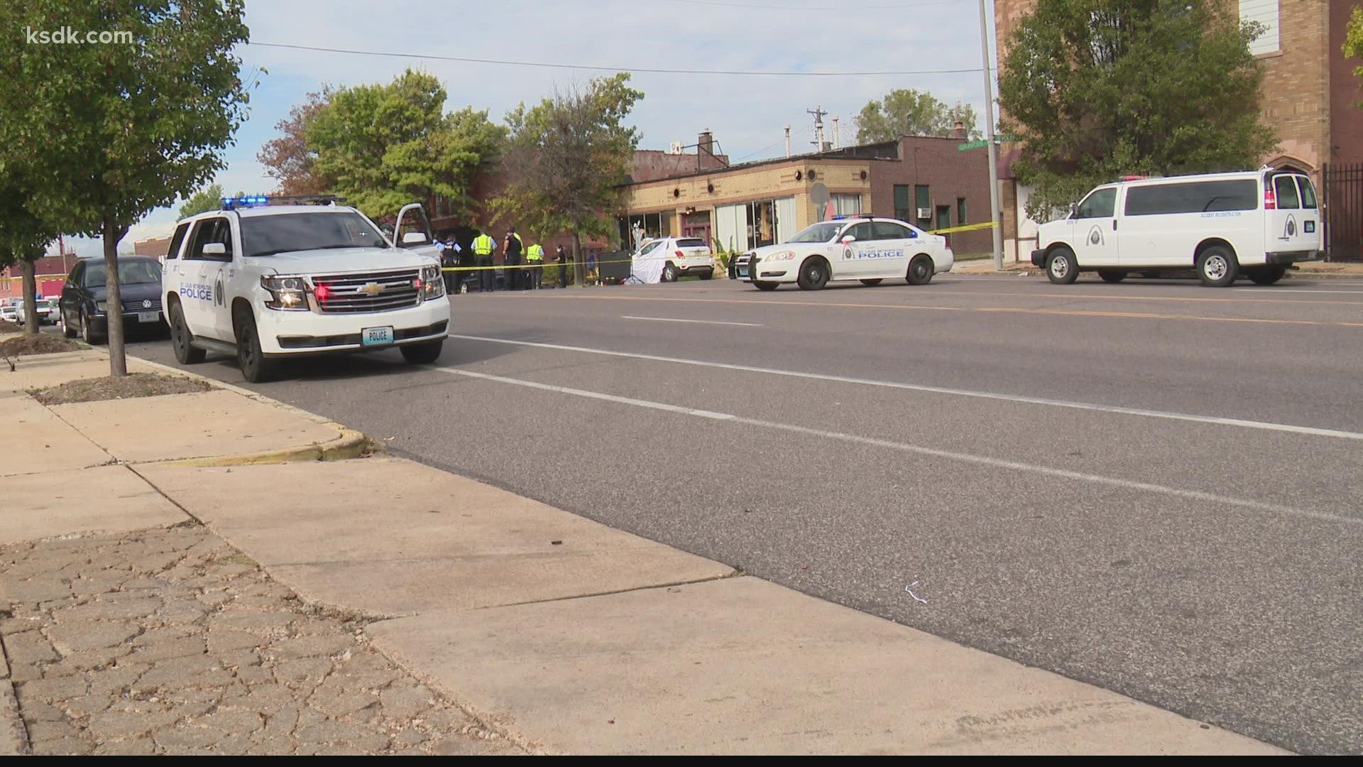 A person was hit and killed by a car that drove away from the scene in south St. Louis Thursday morning.