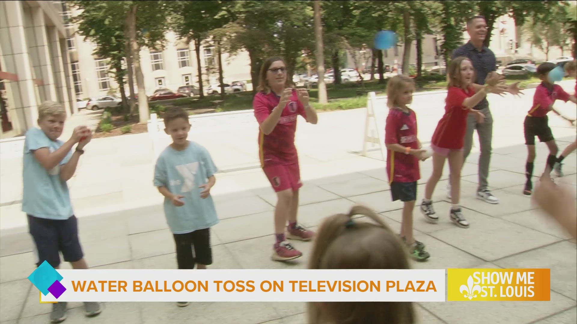 It's the Show Me Overtime Edition. This morning, the team competed for the final time in a water balloon toss live on Television Plaza with kids from the YMCA.