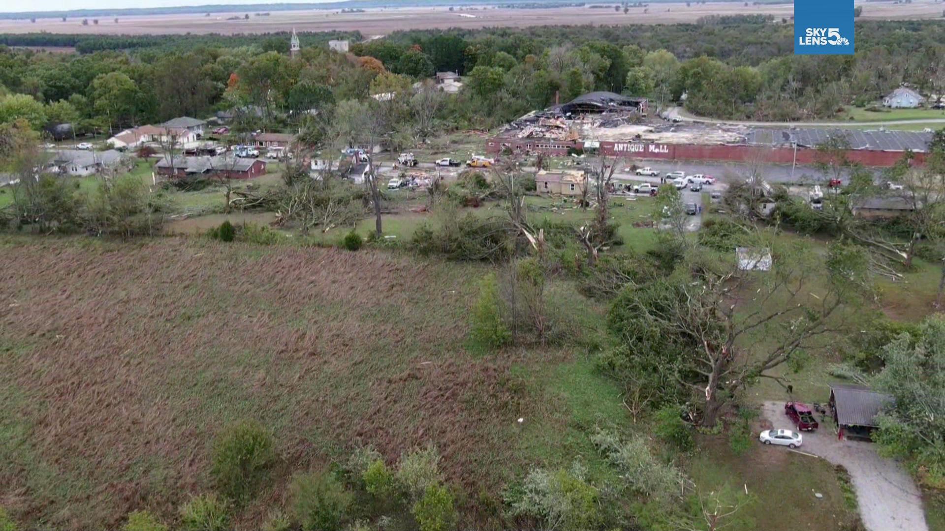 Drone video shows damage in St. Mary after Sunday storms | ksdk.com