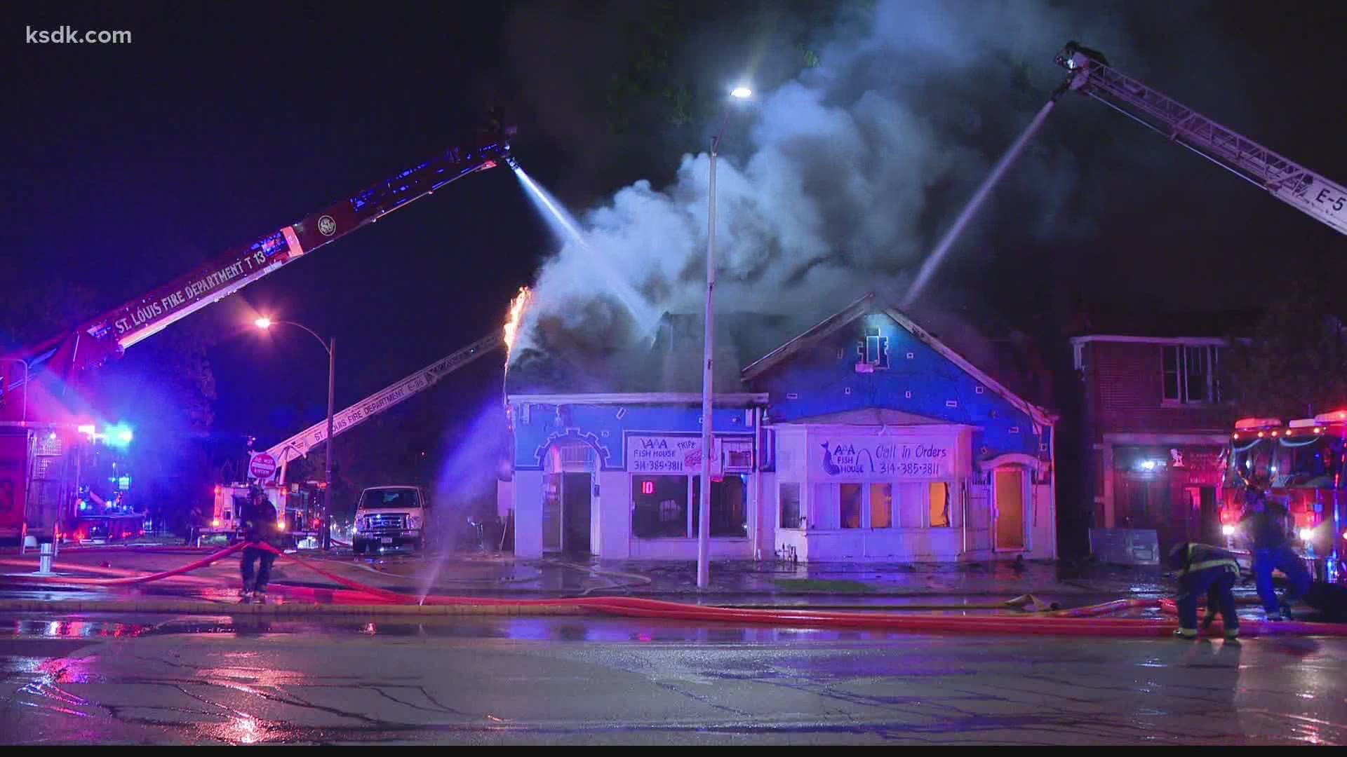 St. Louis firefighters battled two fires just minutes apart from each other Friday night.