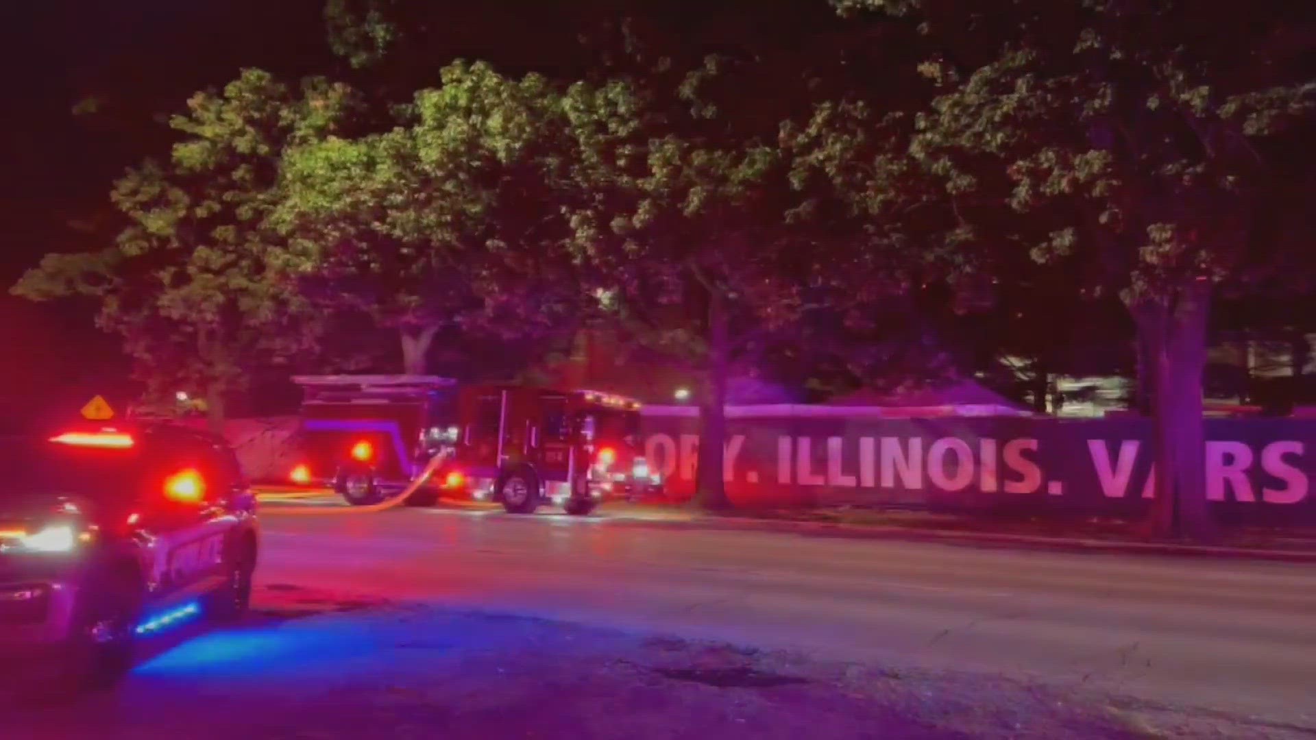 Crews responded to a fire at the University of Illinois Memorial Stadium Tuesday night in Champaign-Urbana, Illinois. Illini-Alert said to avoid the area.