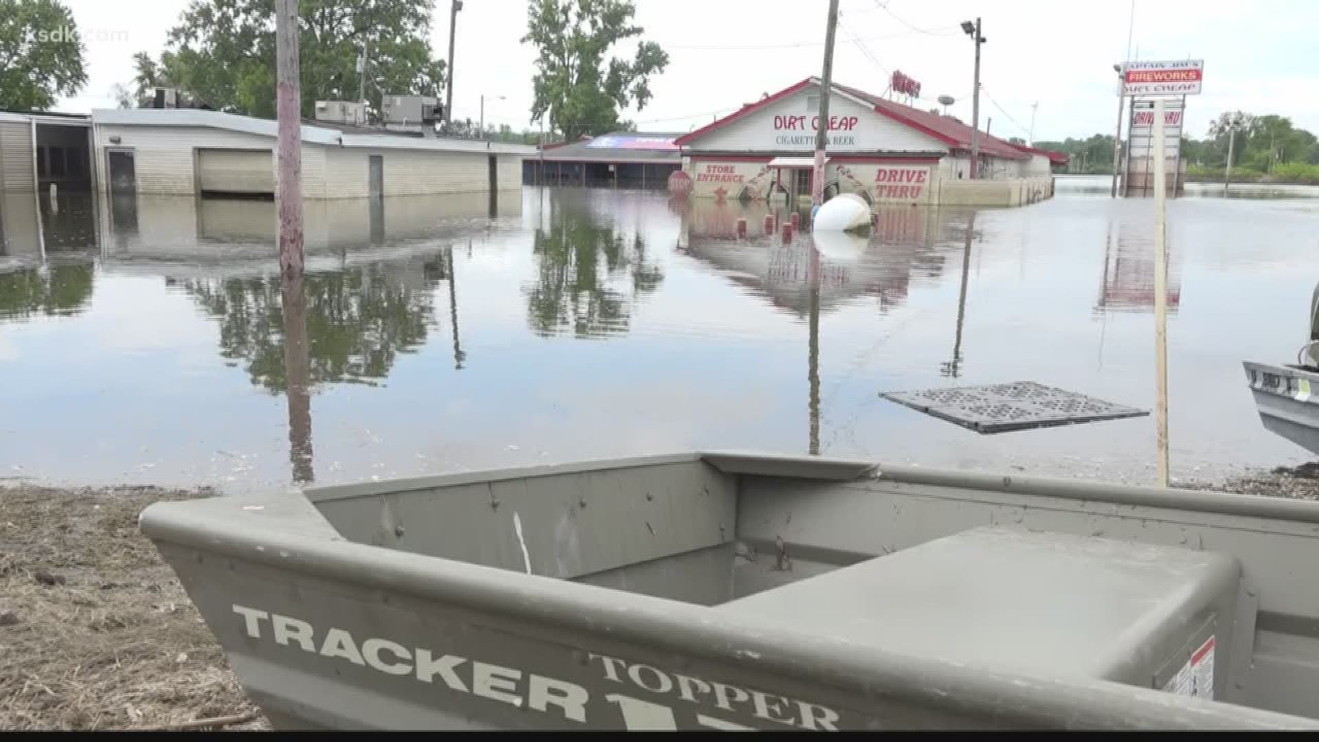 The store is currently underwater as well as many homes and other businesses in West Alton.