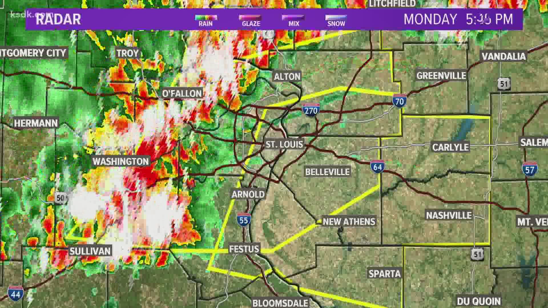 Strong storms move through St. Louis area on Monday evening | ksdk.com