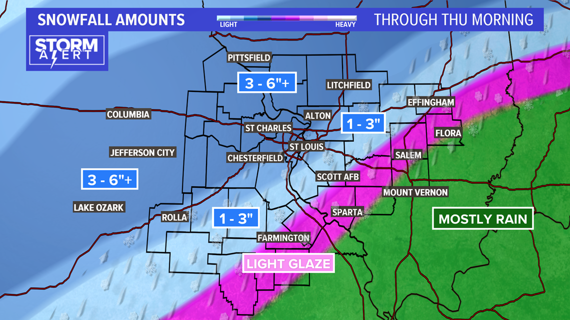 St. Louis weather forecast timeline Tracking snow, sleet