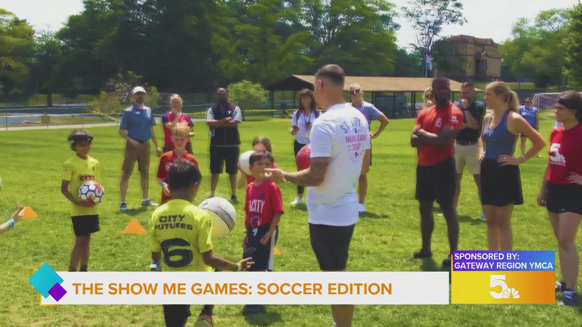 The Show Me Games continues as the Show Me team tests out their soccer skills with THE YMCA's youth programs.