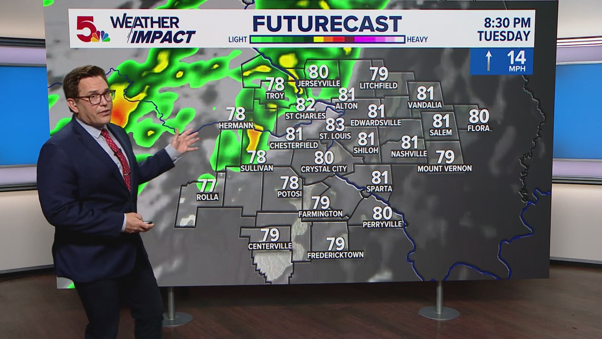 There could be between 1 and 3 inches of rain in the St. Louis metro area through the rest of the week. 