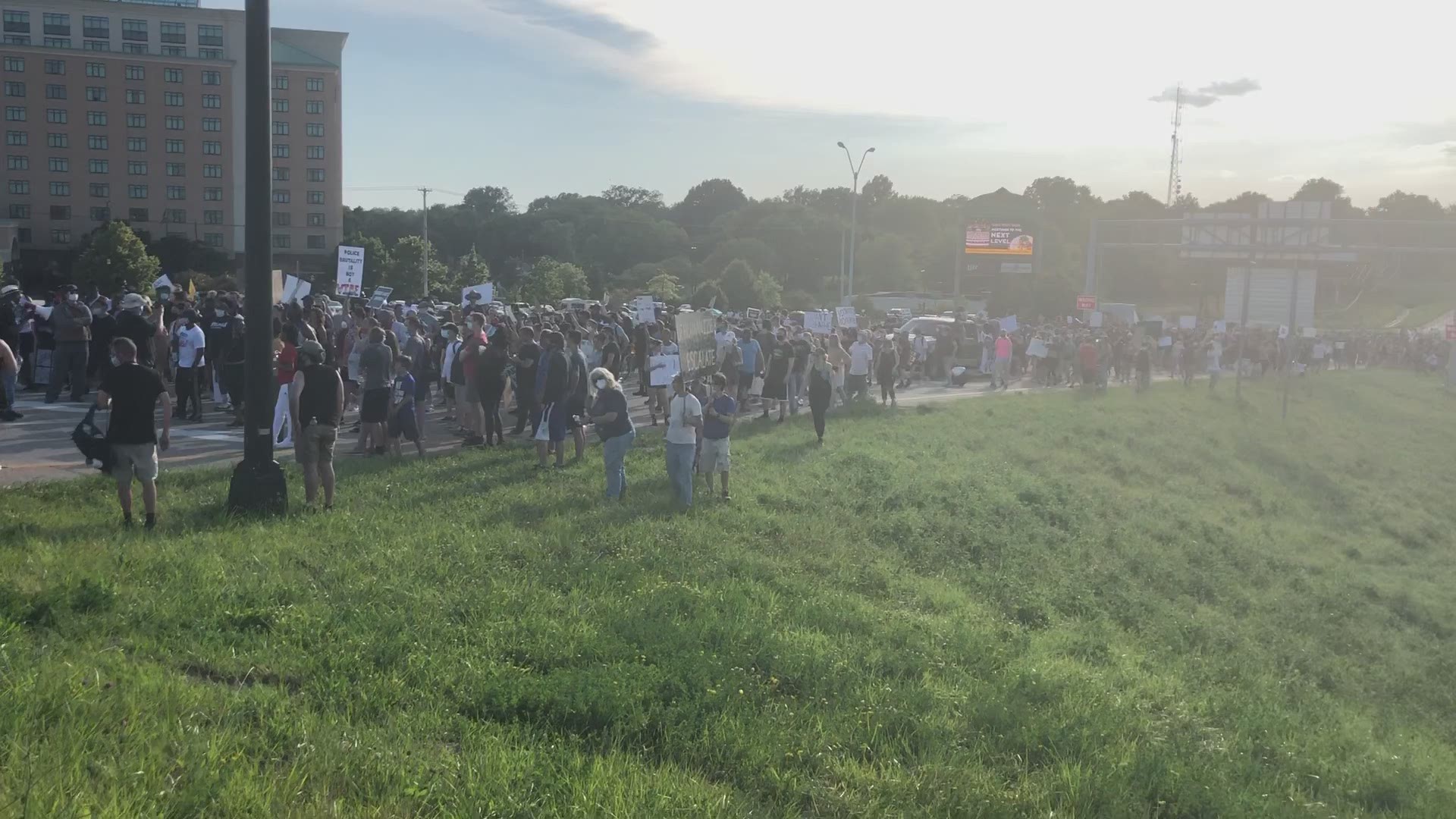 Protesters attempted to get onto I-70 in St. Charles