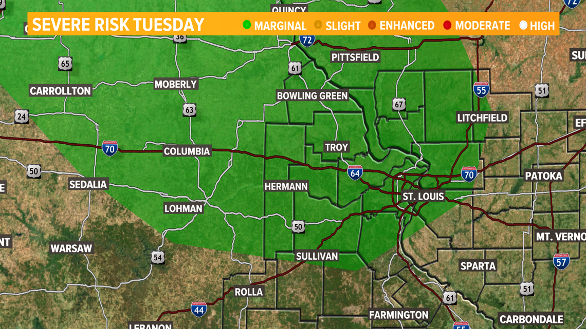 Isolated strong storms possible Tuesday afternoon