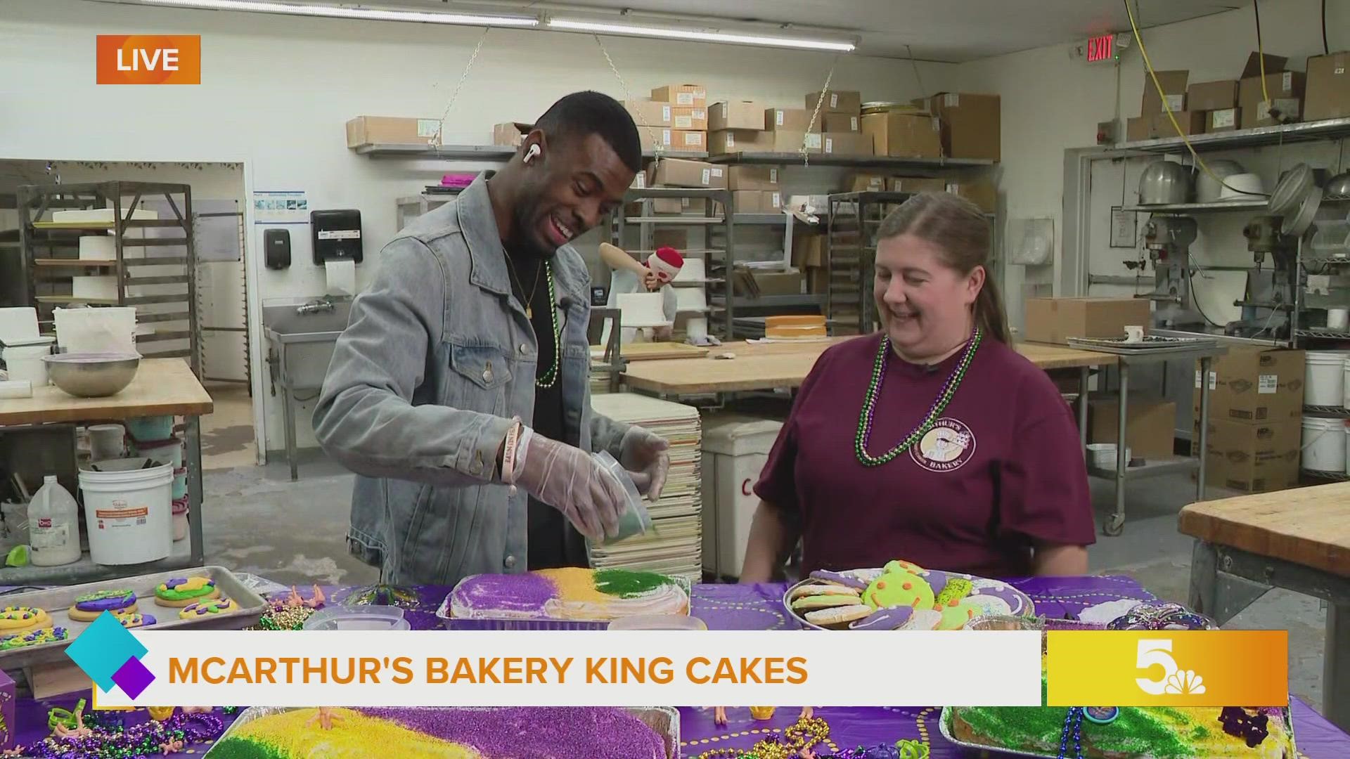 Malik Wilson stops by McArthur's Bakery to learn how to make a king cake.