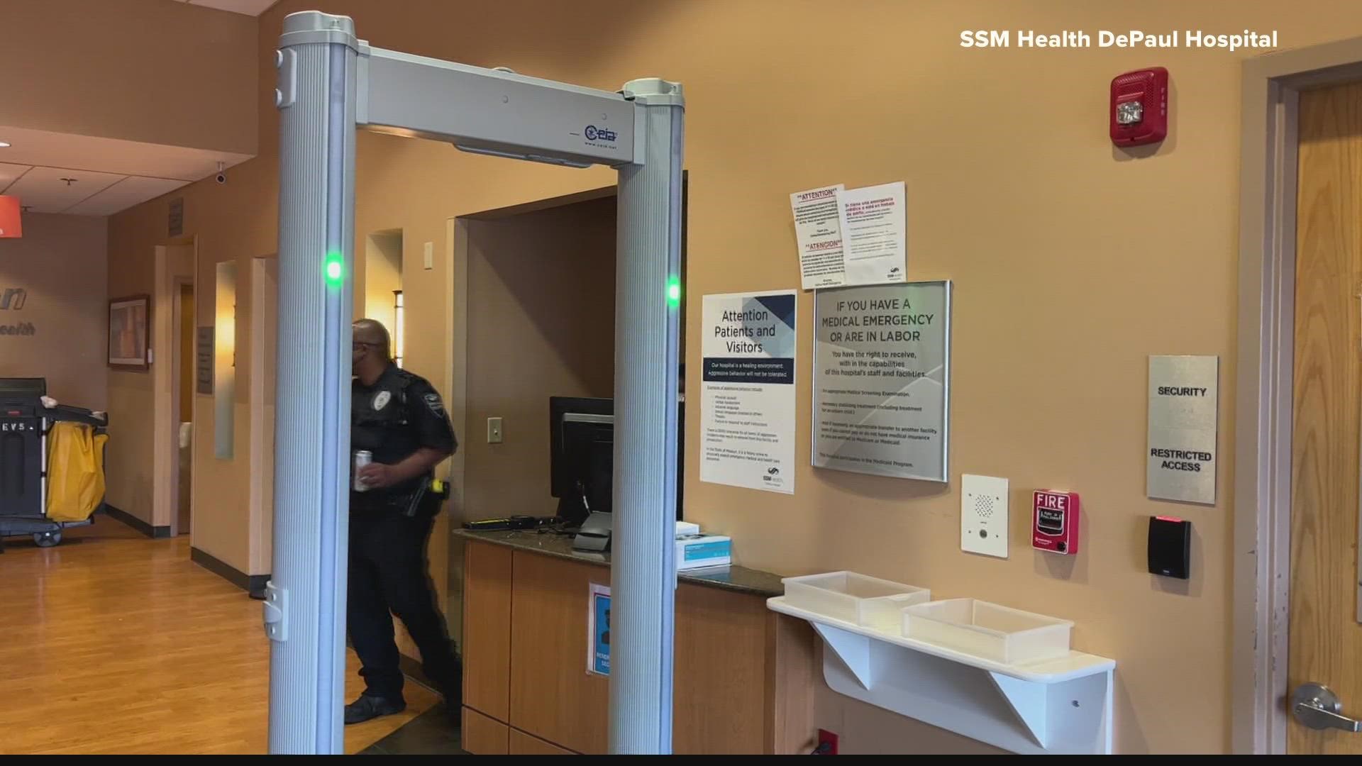 SSM Health DePaul Hospital added a metal detector and a 24-hour security guard to the emergency department.