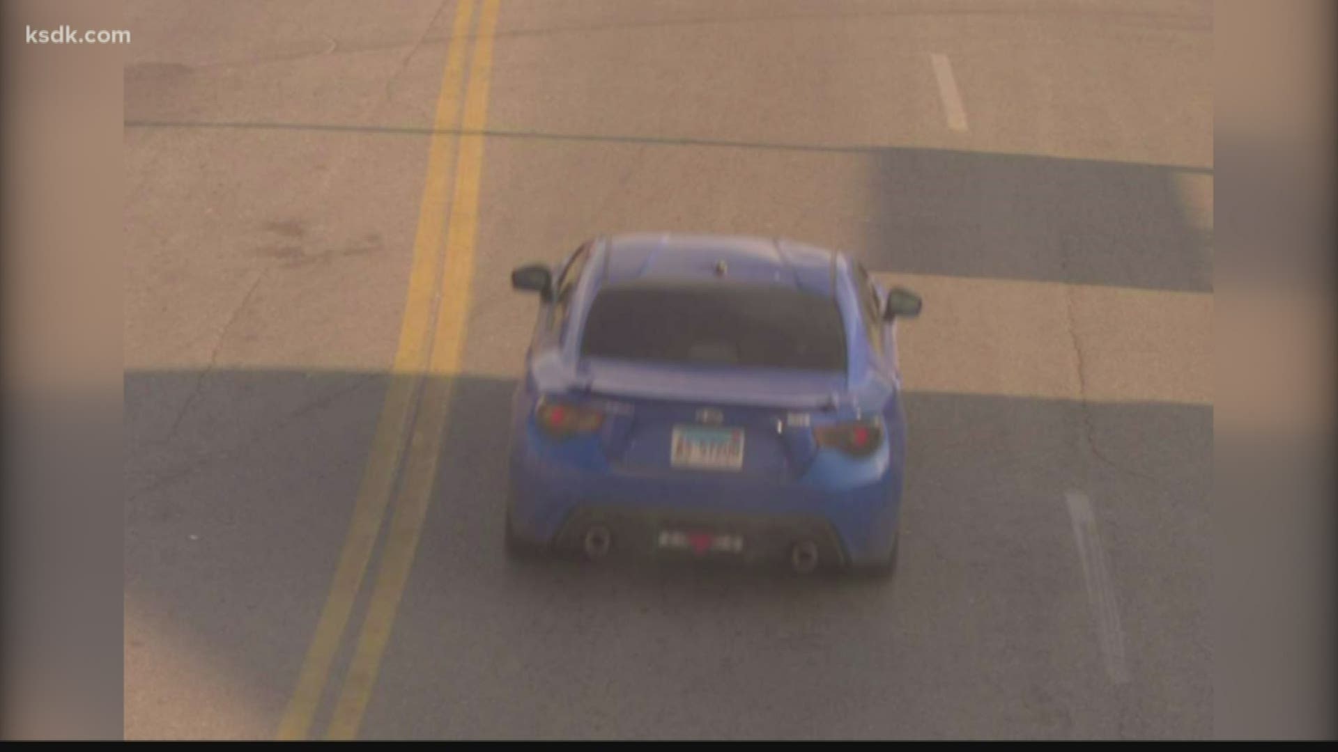 St. Louis police said a woman was standing near Chippewa Street and Louisiana Avenue at around 4:30 when a man in a blue Subaru BRZ drove up and fired at her feet.
