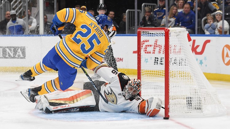 Faulk's power-play goal lifts streaking Blues past Ducks
for 7th consecutive win