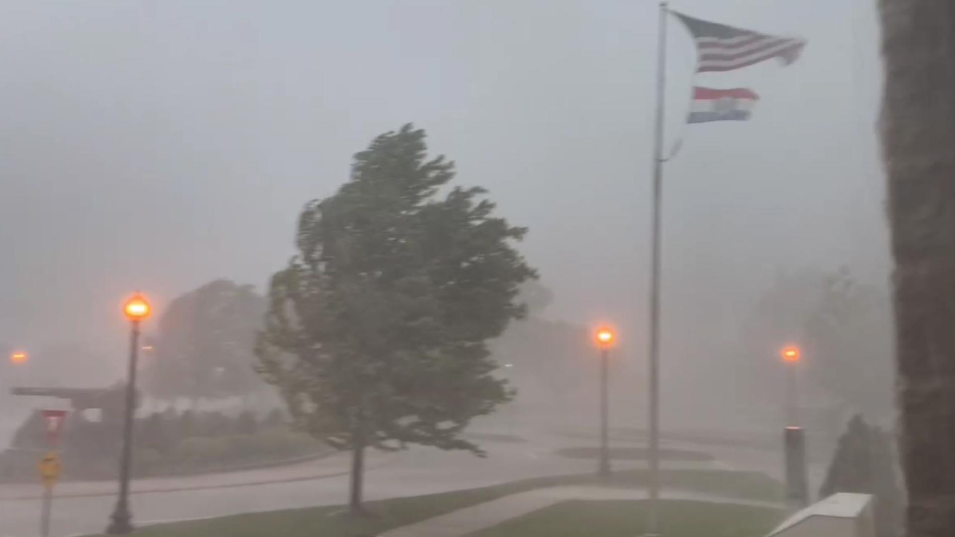 Severe weather hit the Sullivan, Missouri, area on Wednesday.  Sullivan City Administrator J.T. Hardy shows the downpour and wind gusts in the city.