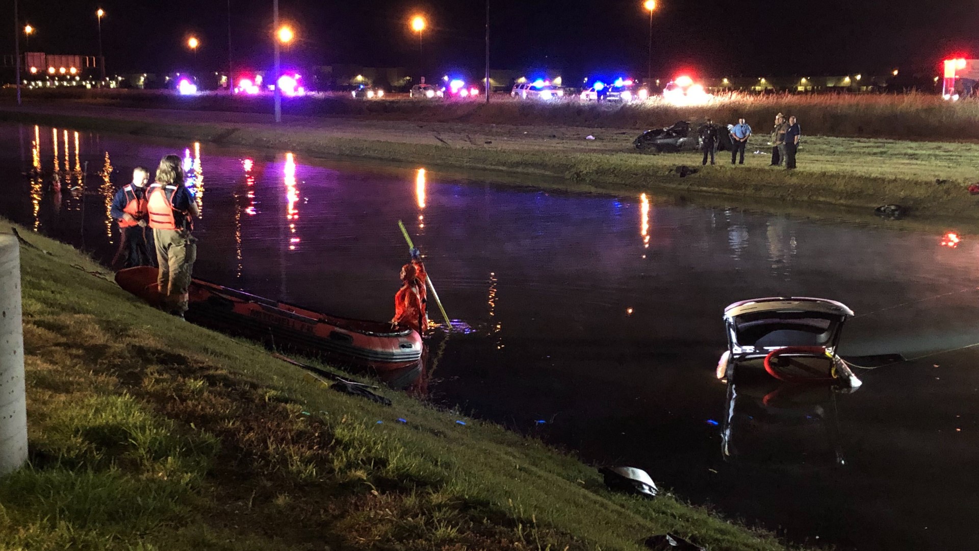The chase ended with a car crashing into a canal. One person is confirmed drowned.
