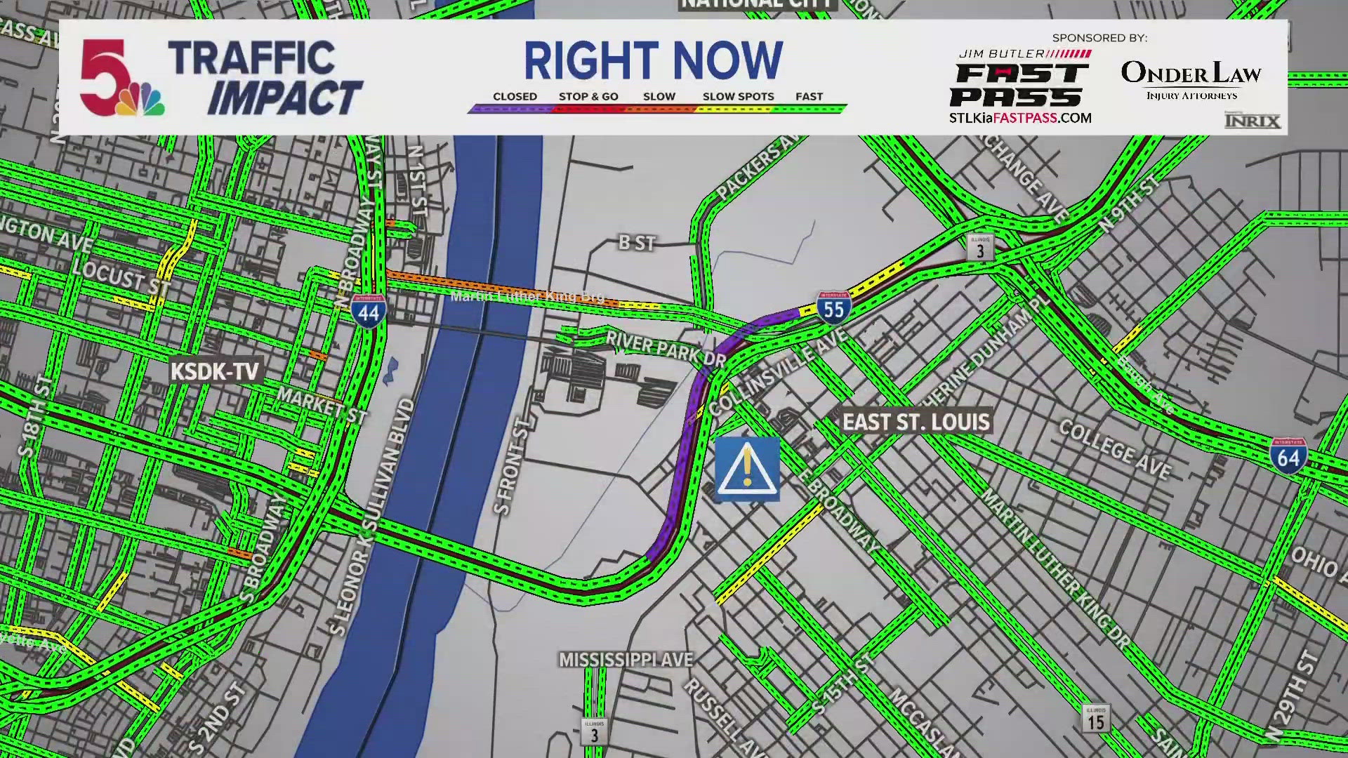 East St. Louis wrong-way crash injures 3 on I-55, closes highway | ksdk.com