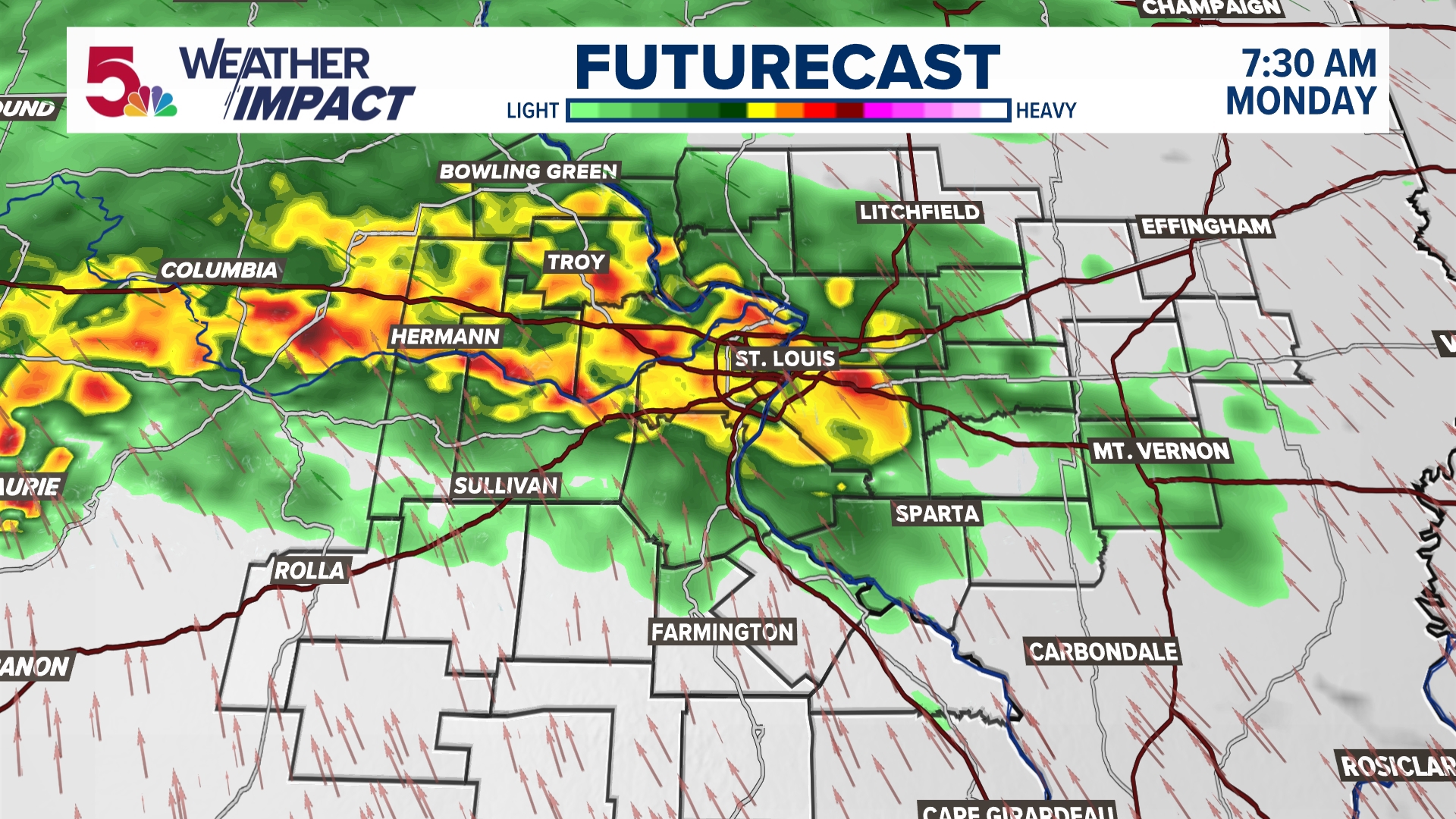 Weather Impact Alert: Rainy morning, gusty winds Monday | ksdk.com