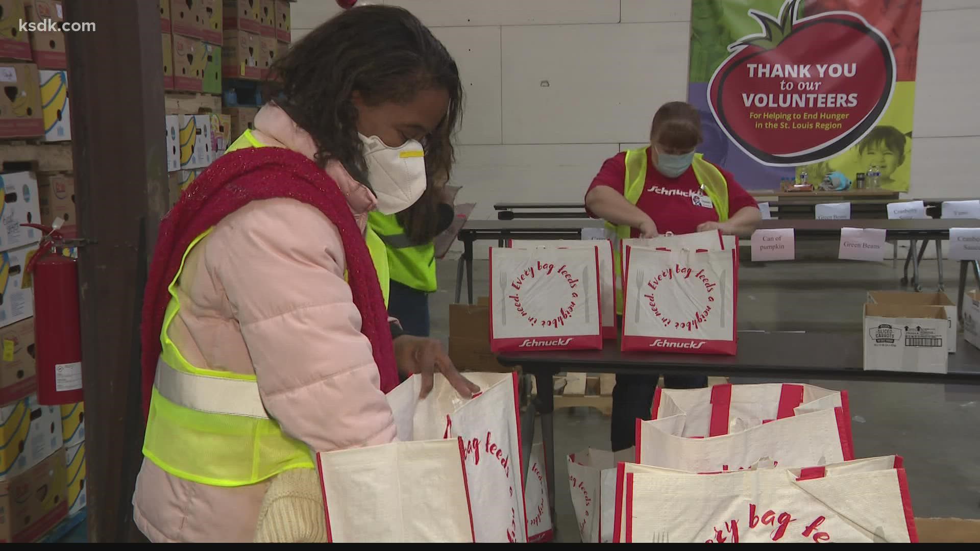 Operation Food Search and Schnucks teamed up to distribute Thanksgiving meals for families in need.