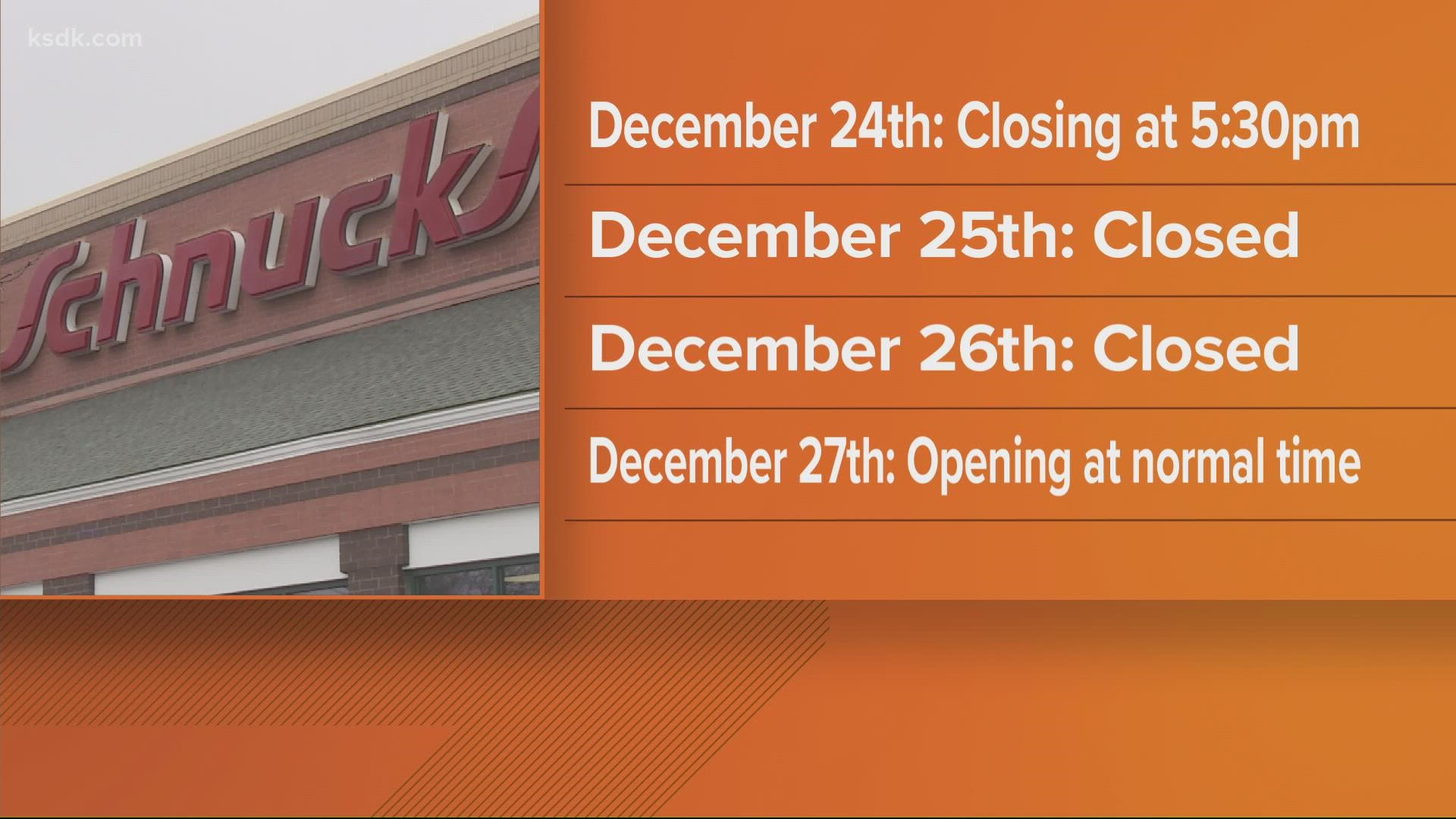 The St. Louis area grocery store chains said they wanted to give their workers an extended Christmas holiday break to spend more time with their families.