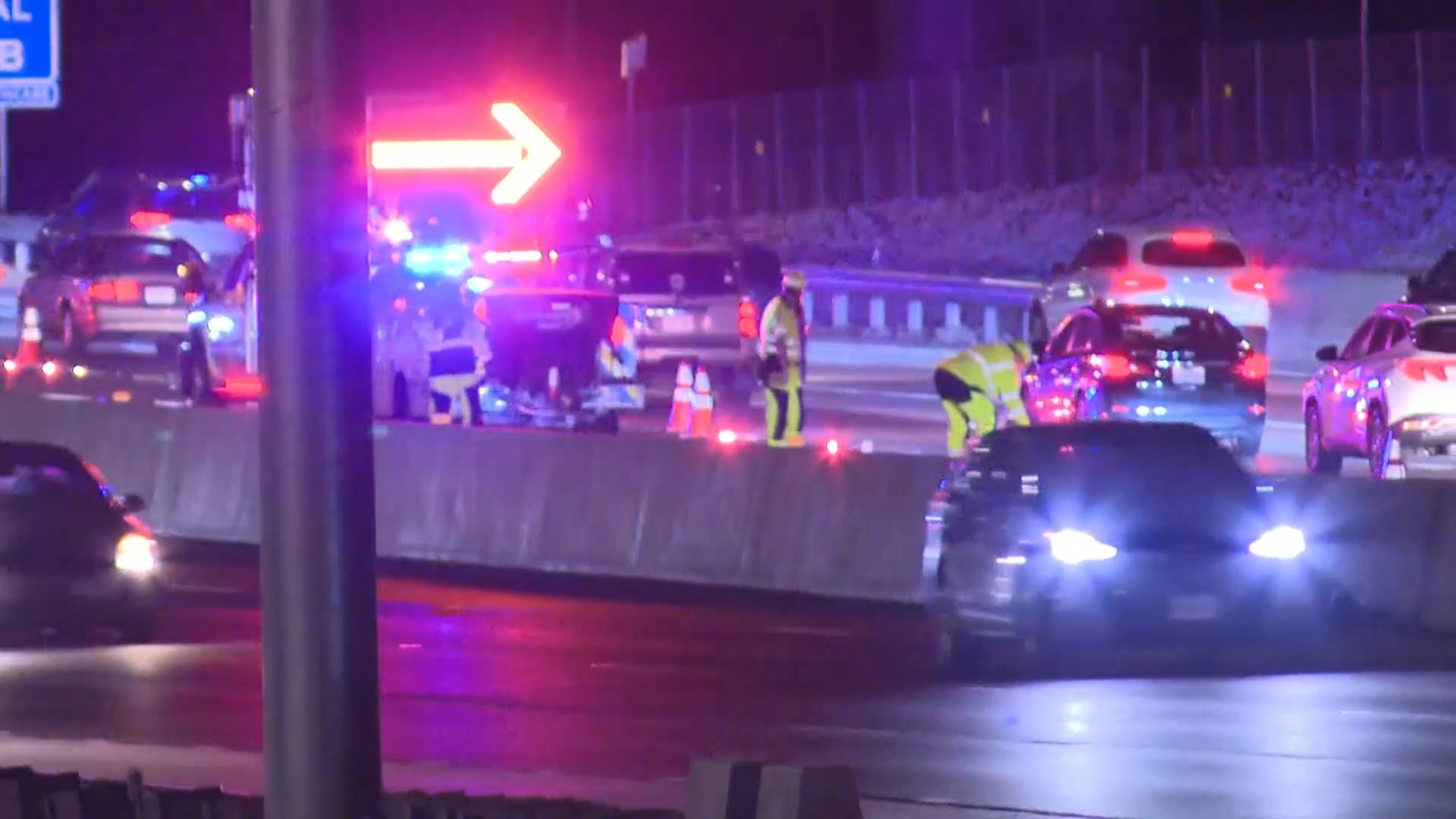 The crash happened at around 6 p.m. and led to the closure of three lanes of westbound traffic near New Florissant Road. A pedestrian was struck and killed.