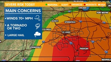 Strong storms possible late Friday across parts of Missouri and Illinois