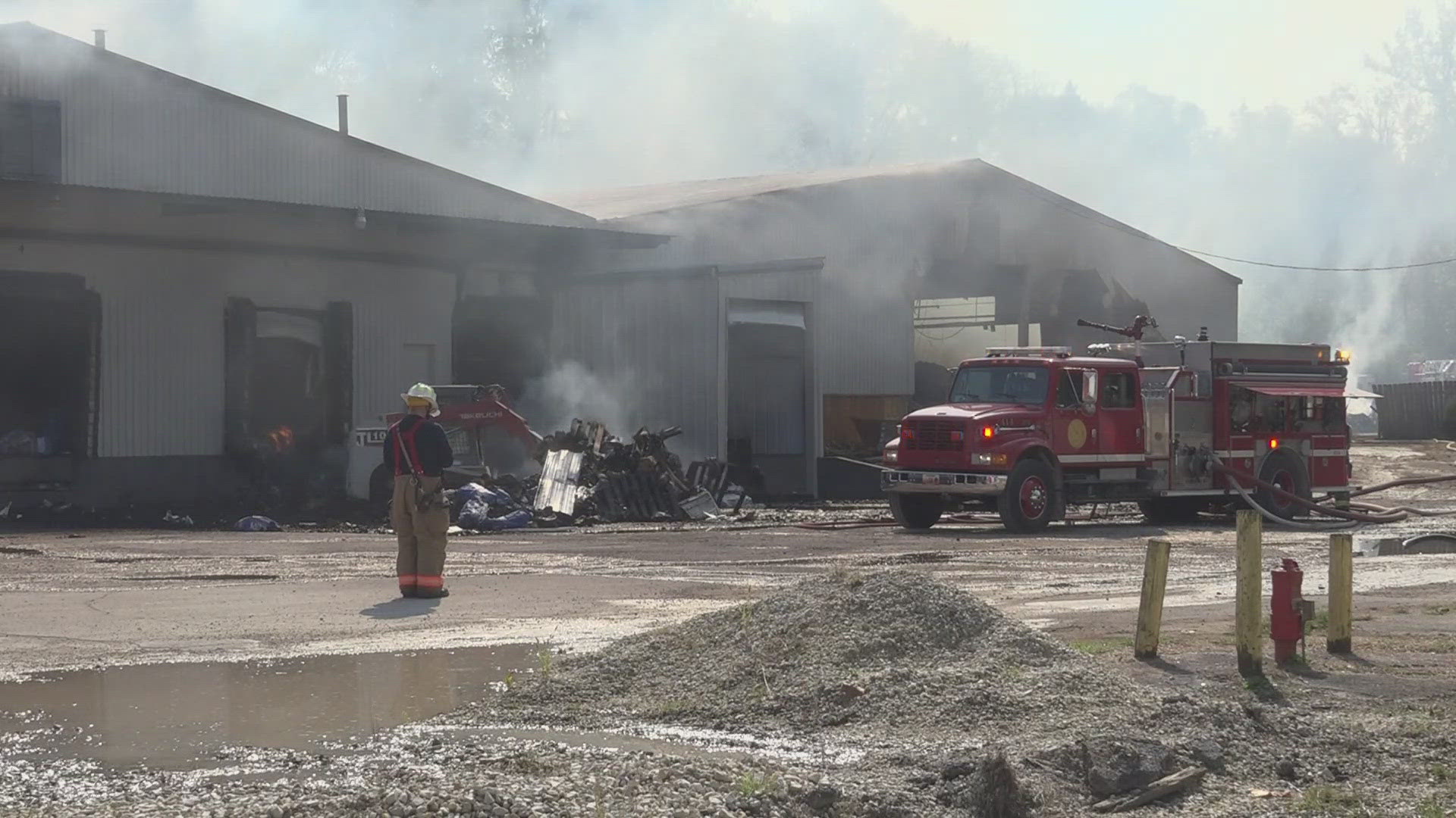 The charcoal stored inside the facility will cause the fire to burn for days on end, the New Haven-Berger Fire Protection District said.