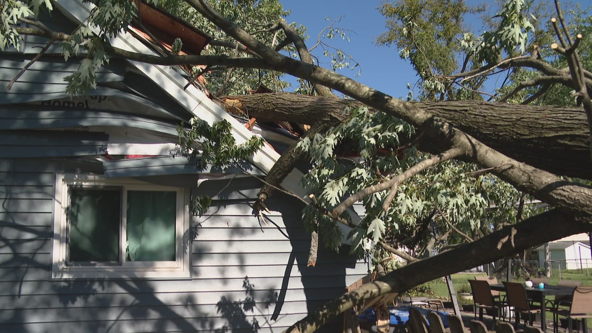 Weekend storms hit the north side of O’Fallon, Missouri, particularly hard. Nathan Koch was watching TV at home when the storm rushed through his neighborhood.