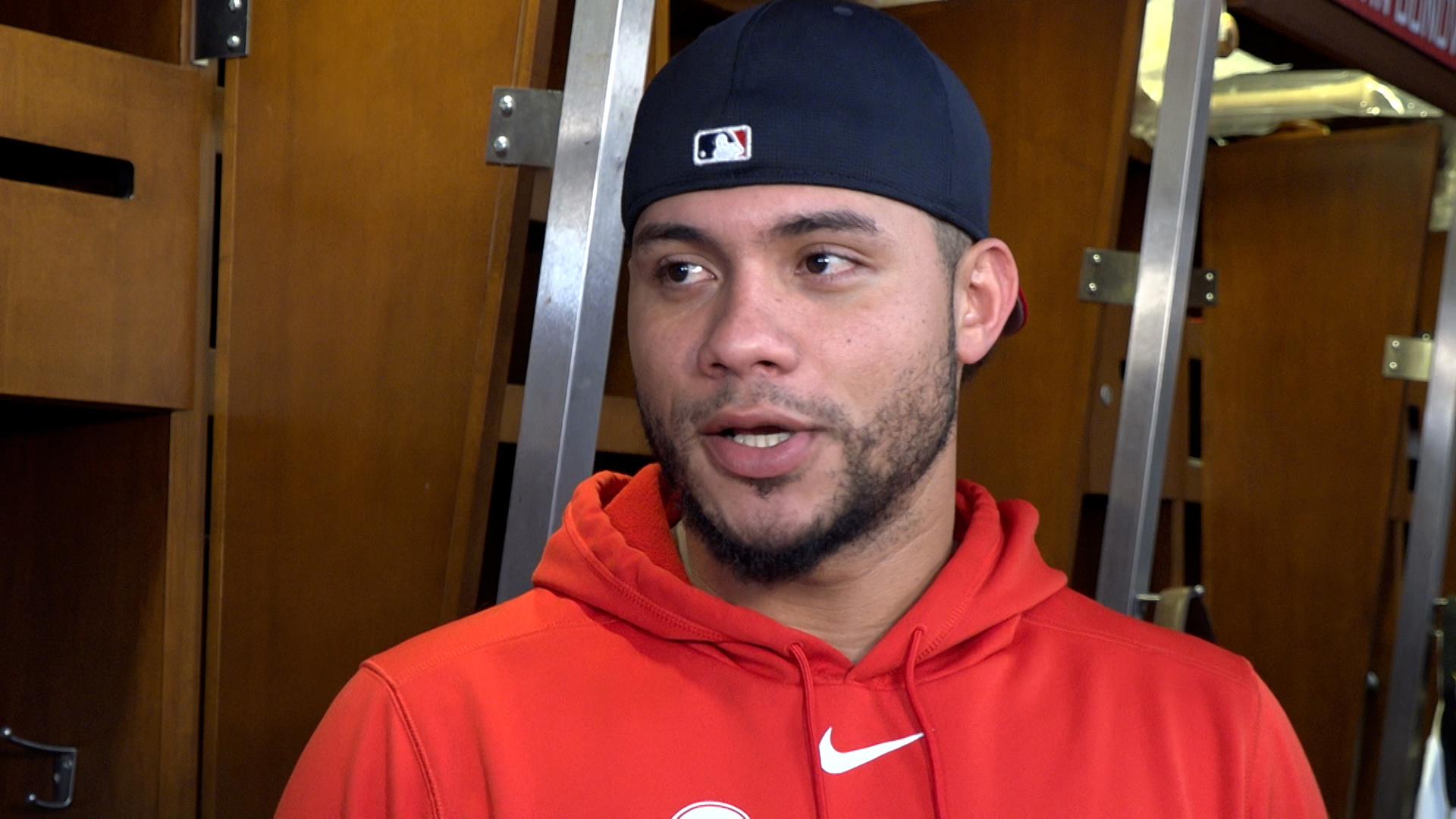 St. Louis Cardinals catcher Willson Contreras met with reporters before Friday night's game against the Boston Red Sox.