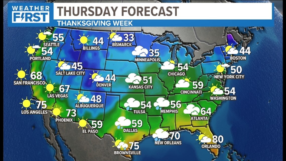 St. Louis forecast for Thanksgiving Possible rain