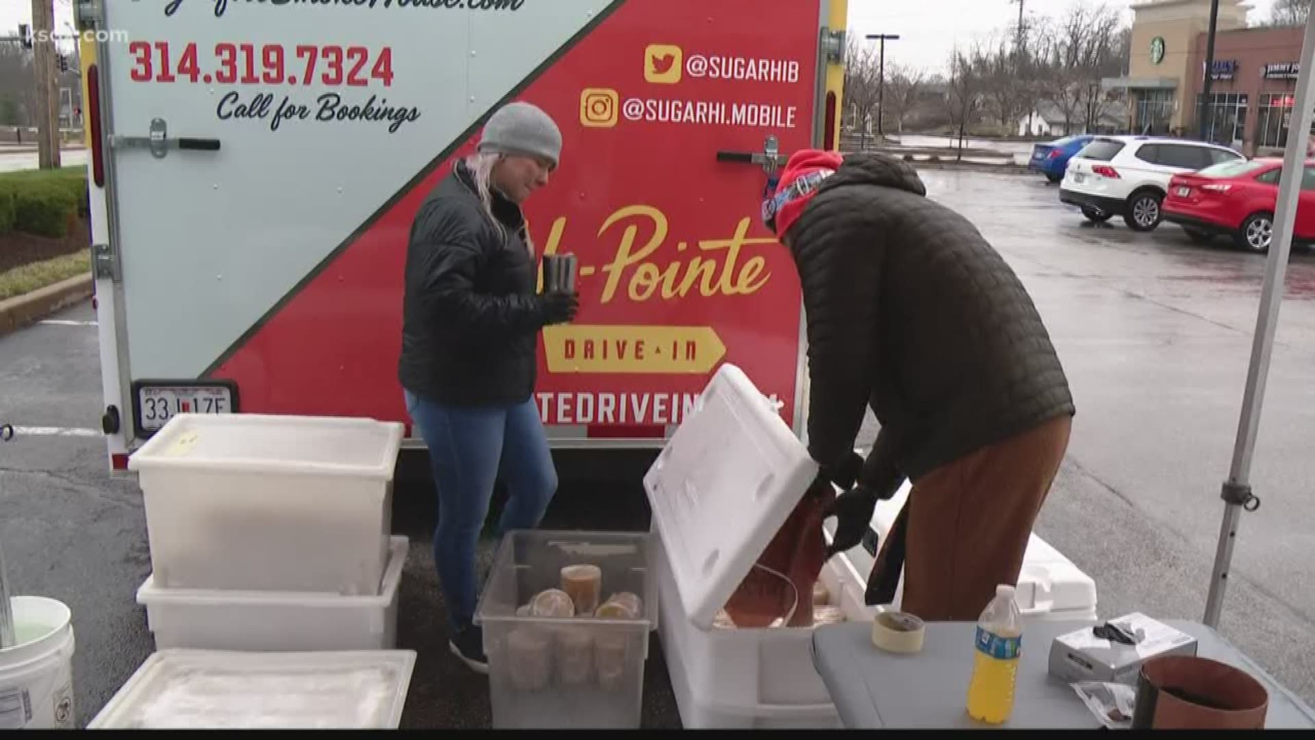 Hi-Pointe Drive-In gave away sandwiches Sunday morning in exchange for donations