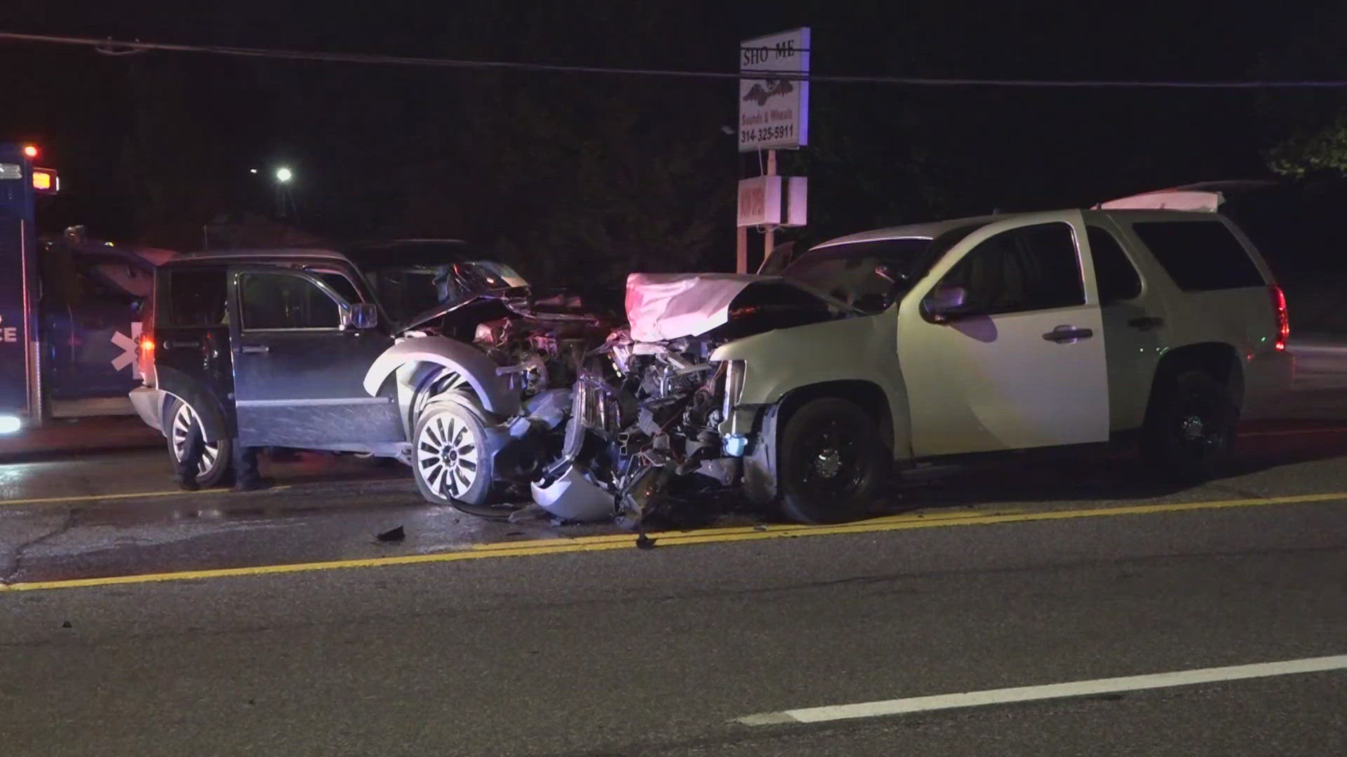 Two police officers and another driver were injured in a head-on crash. It happened at about 2 a.m. Thursday on West Florissant Avenue in Dellwood.