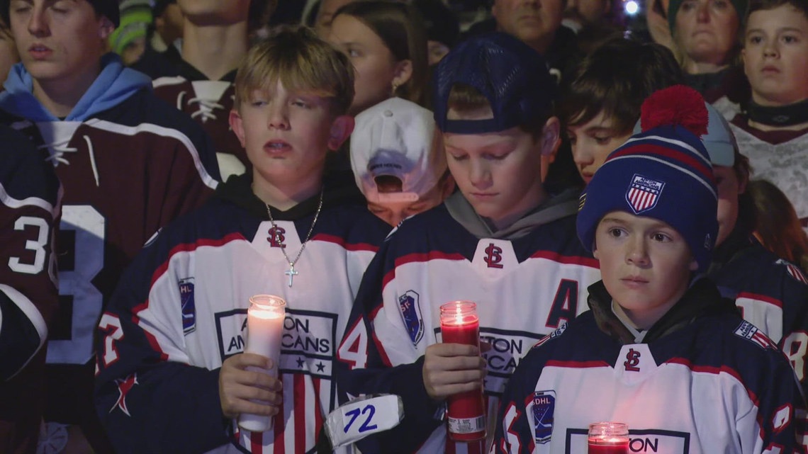 Hockey community holds vigil for CBC student hit by stray bullet