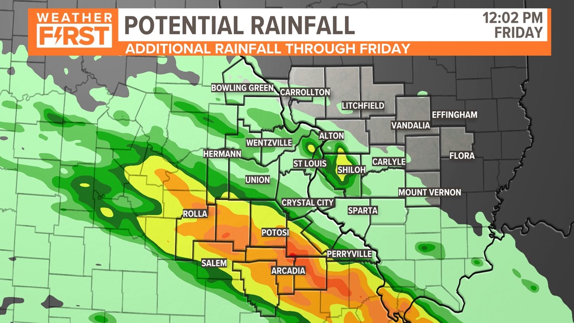 Heavy rain and potential flash flooding south of St. Louis | ksdk.com