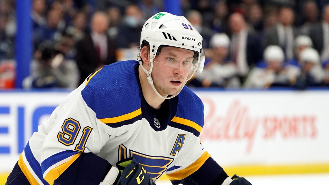 Download Vladimir Tarasenko With St. Louis Blues Logo And Full Name  Wallpaper