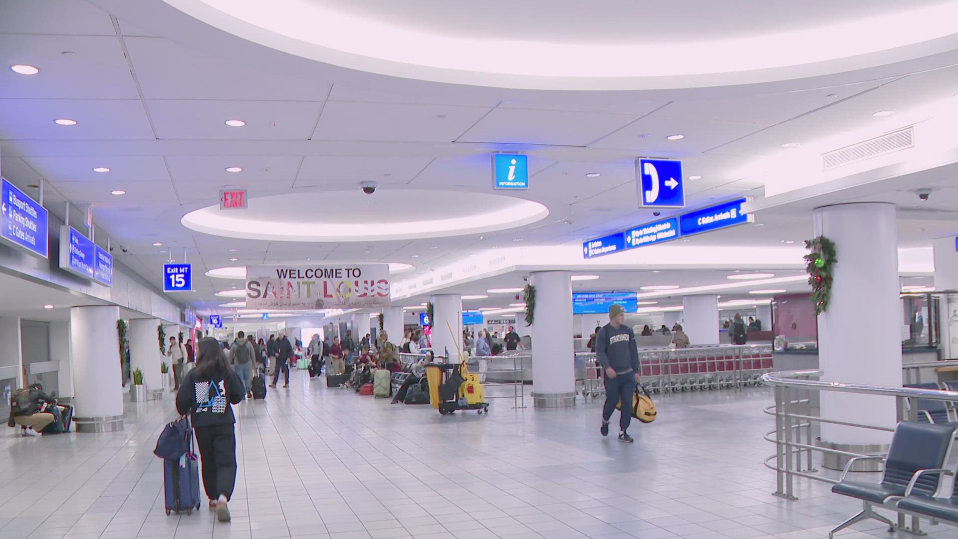 As of Sunday morning, about 30 inbound and outbound flights were delayed in St. Louis. However, things were running smoothly later in the evening.