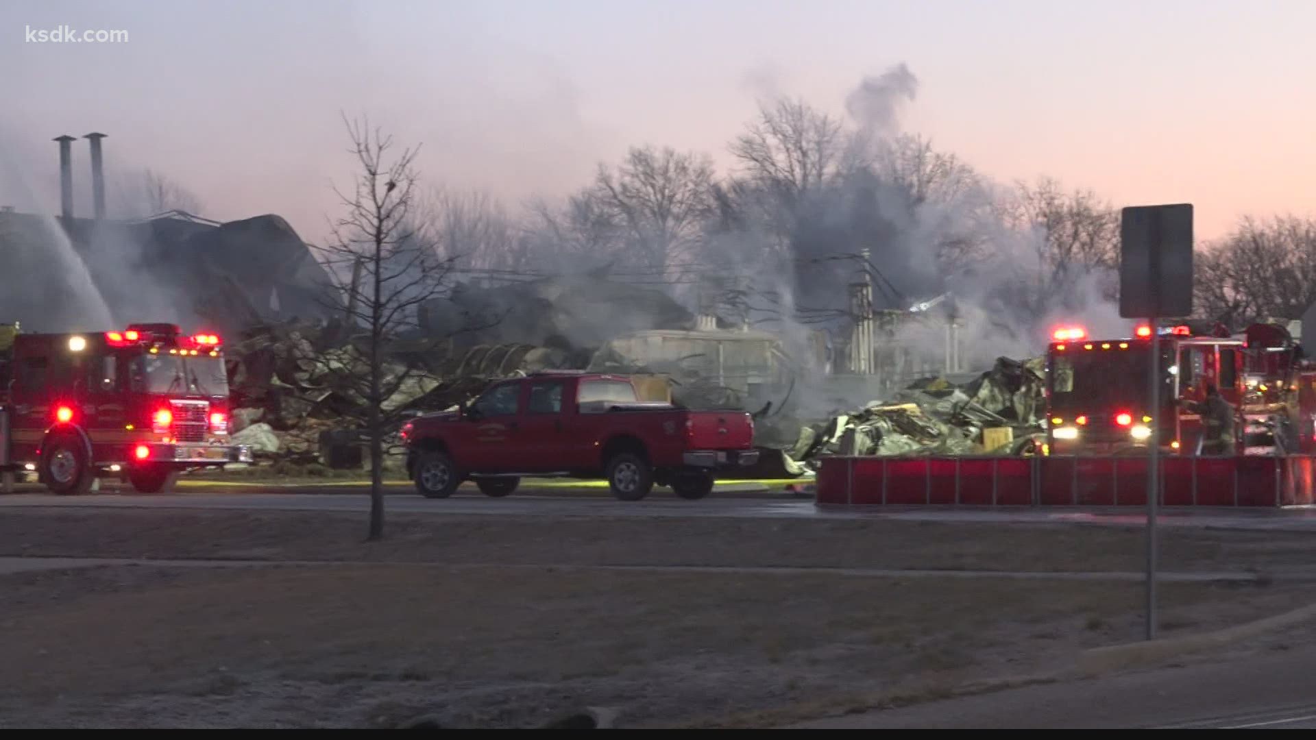 Crews say it went up in flames Monday night around 10 on the roof. It took 15 municipalities to extinguish the flames an effort that went well into the morning.