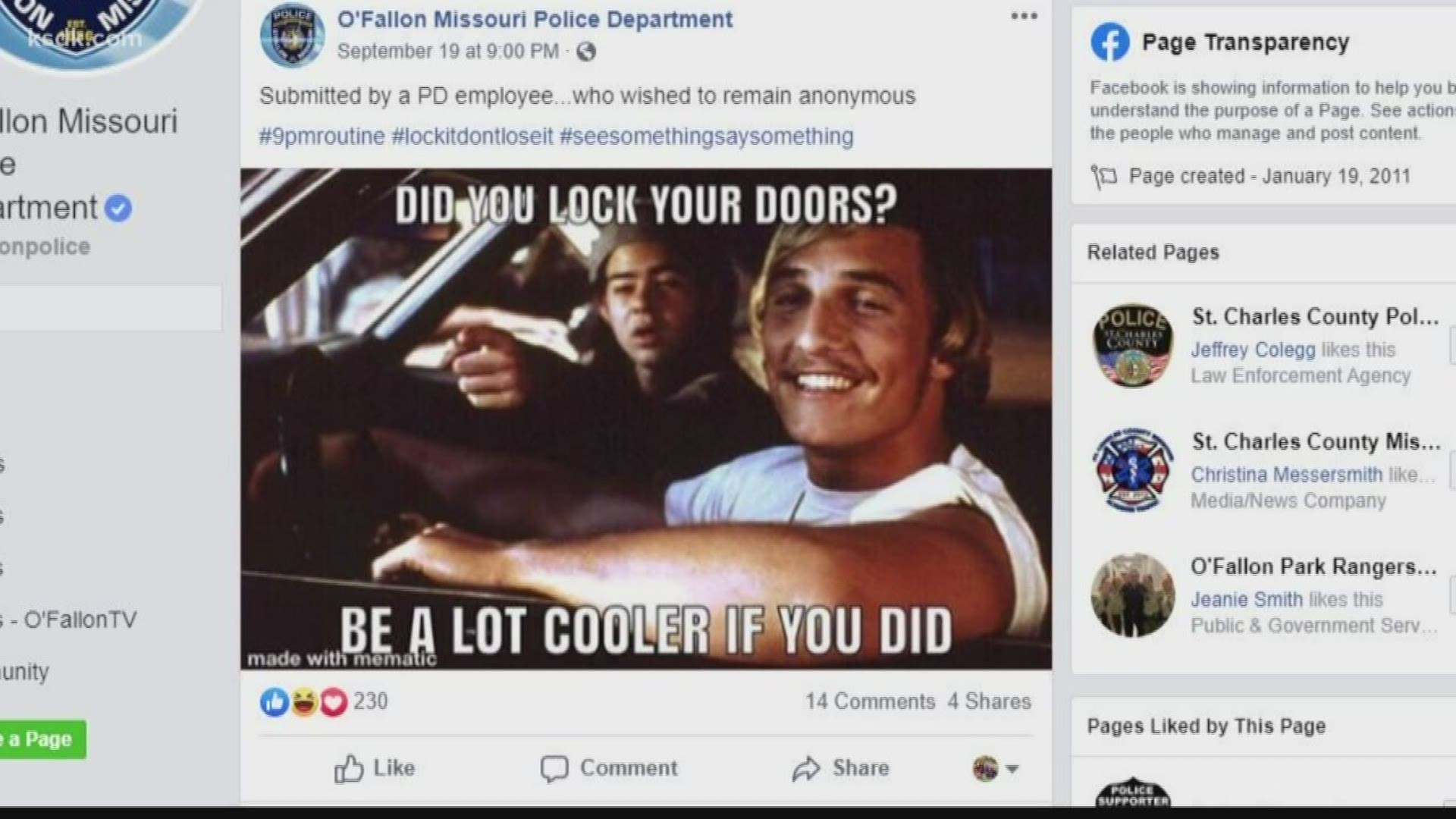 O'Fallon, Missouri, police said their social media campaign may be helping cut down on crime.