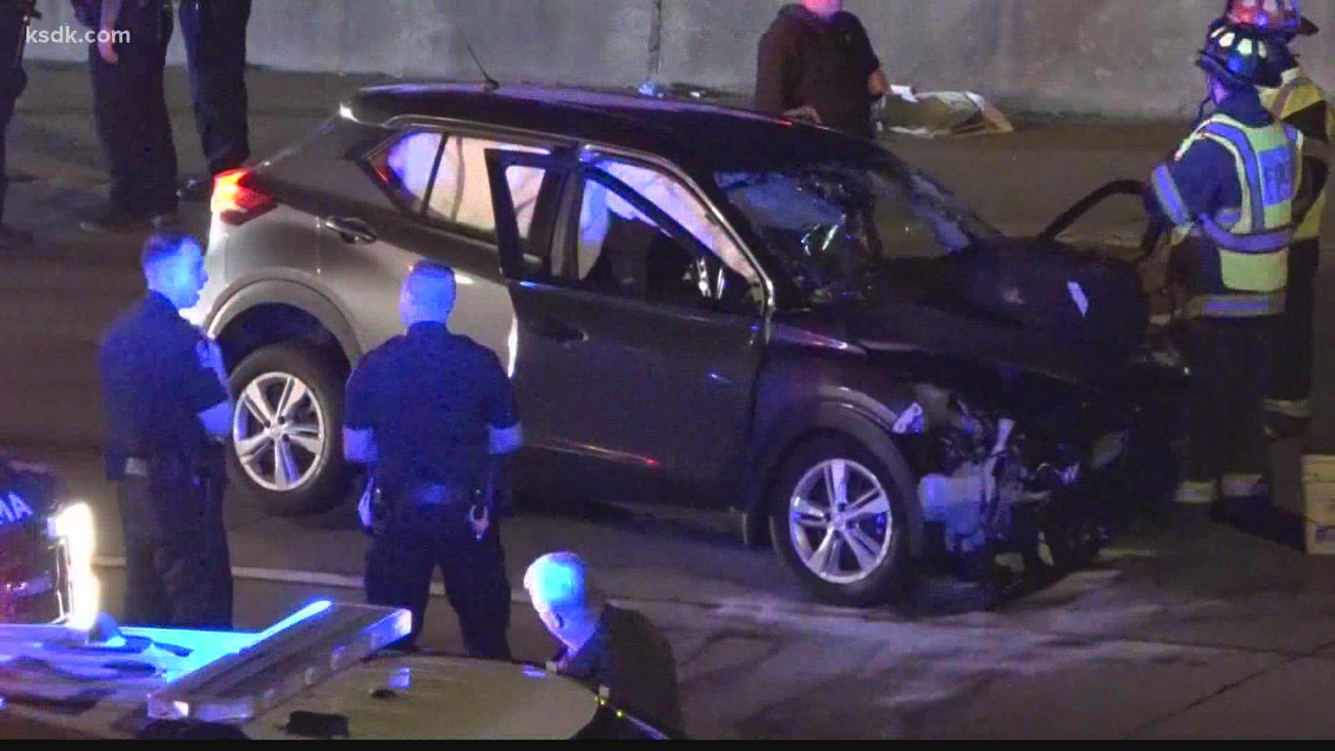 The crash happened in the westbound lanes of I-70 just before 12:30 a.m. Friday.