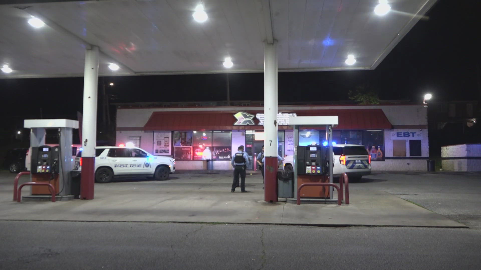 A shooting late Wednesday night at a gas station in north St. Louis left a man dead and a child critically injured. The shooter remains at large.