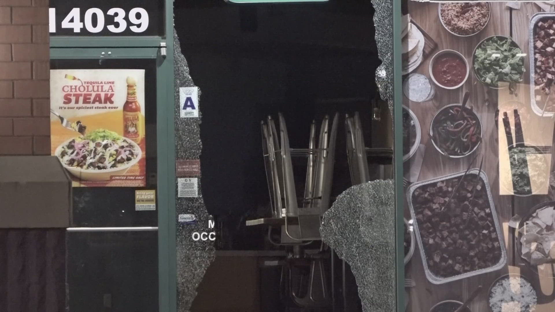 Several businesses were broken into and burglarized early Monday morning. Police said they were looking into whether the burglaries were connected.