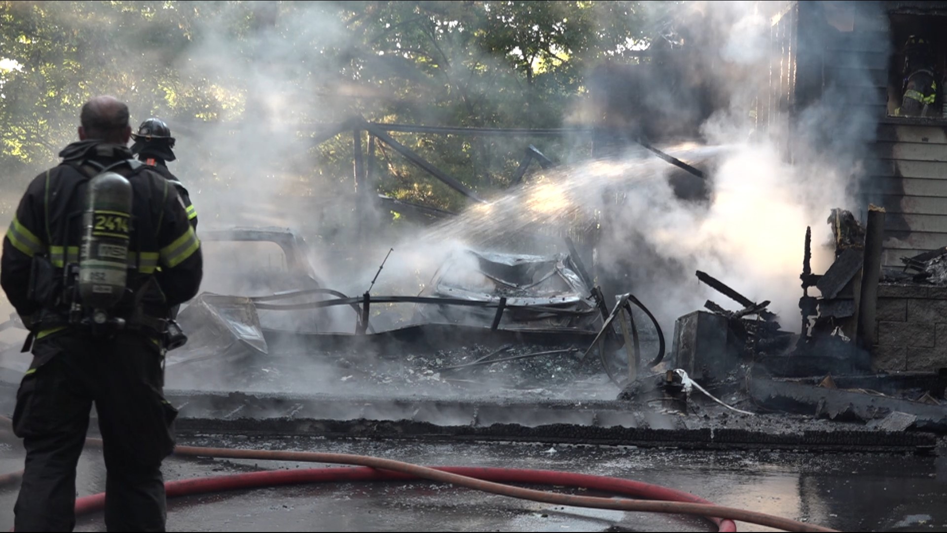 Firefighters said the fire started in the garage and spread to the home.