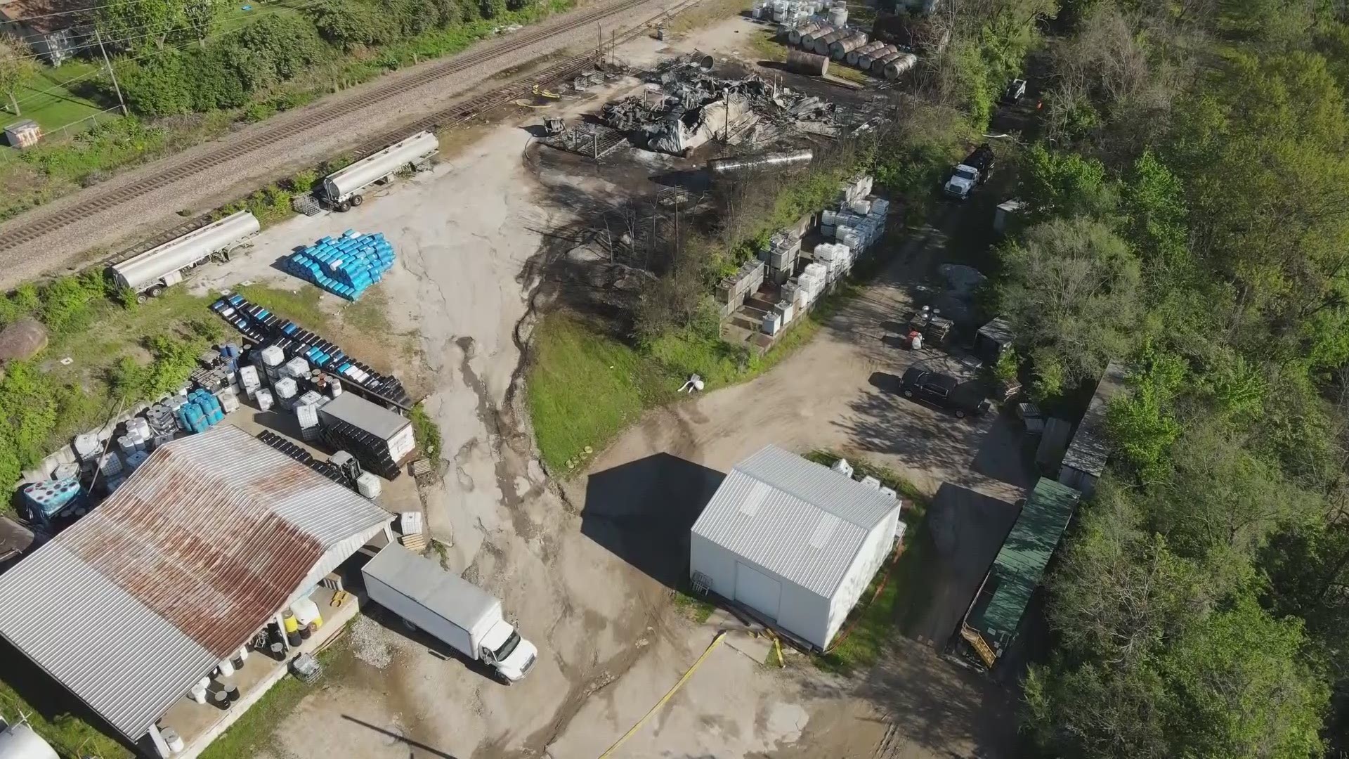 Video from the 5 On Your Side drone shows charred buildings, ash and debris after an explosion. A chemical plant in Affton exploded into flames Thursday.