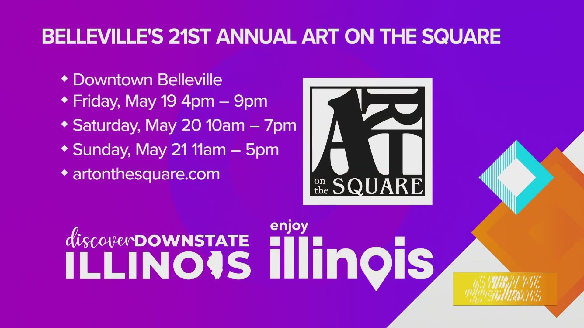 Art on the Square is a juried fine art show located at the Veterans Memorial Fountain in beautiful downtown Belleville, Illinois.